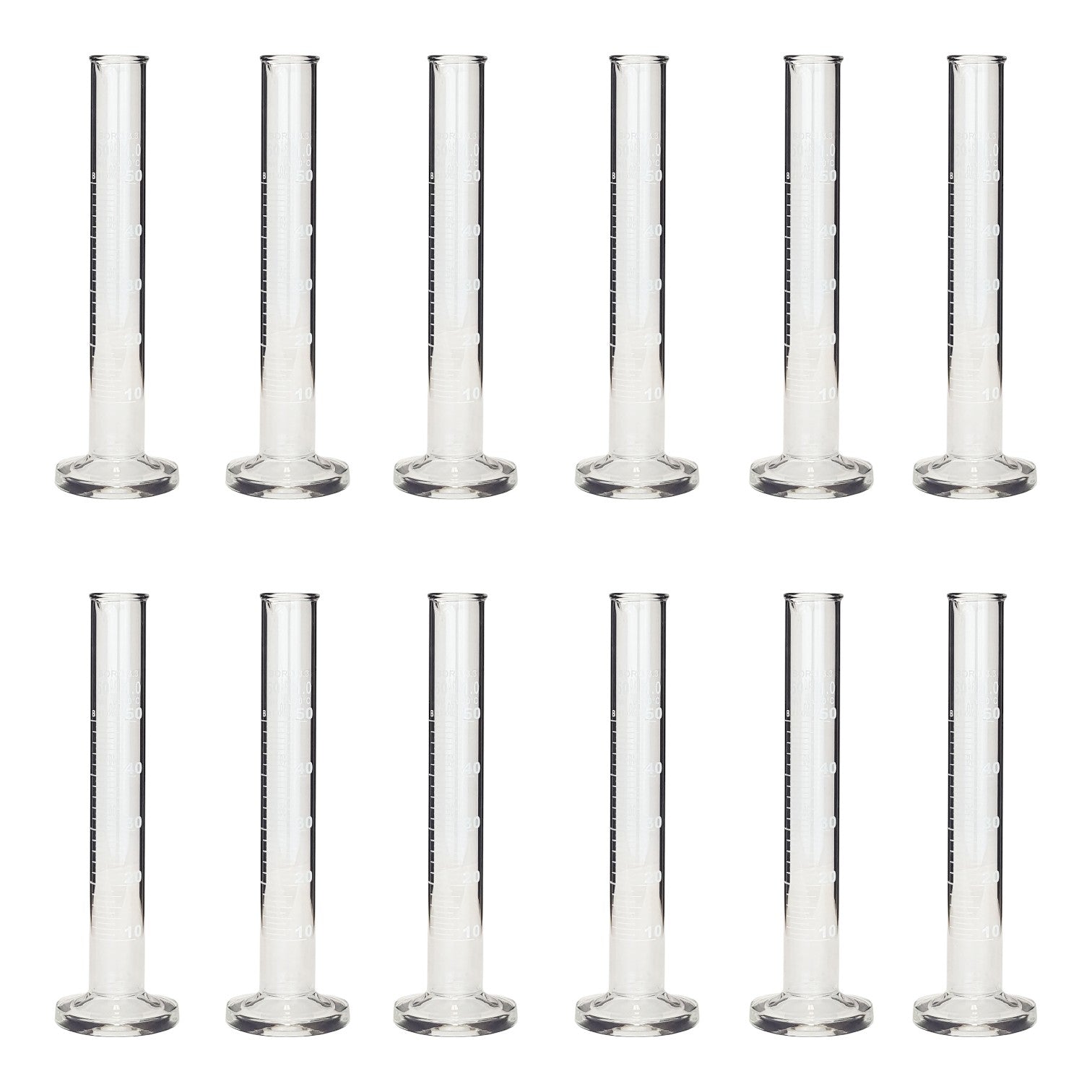 Cylinder, Single-Scale, Borosilicate Glass, 50ml, Pack of 12