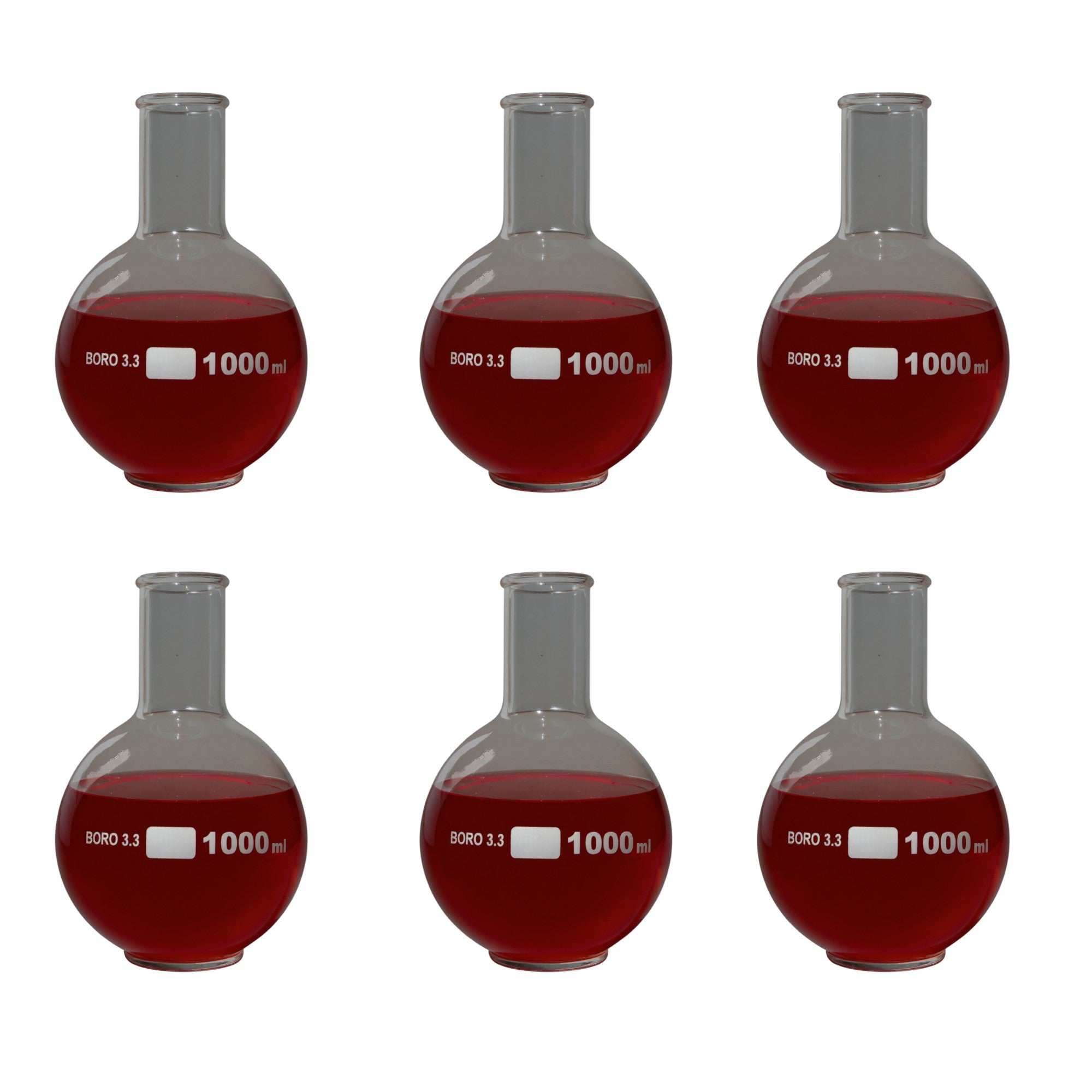 Flask Round-Bottom Florence Boiling Flask, Standard Neck, 1000ml capacity. Pack of 6 flasks.