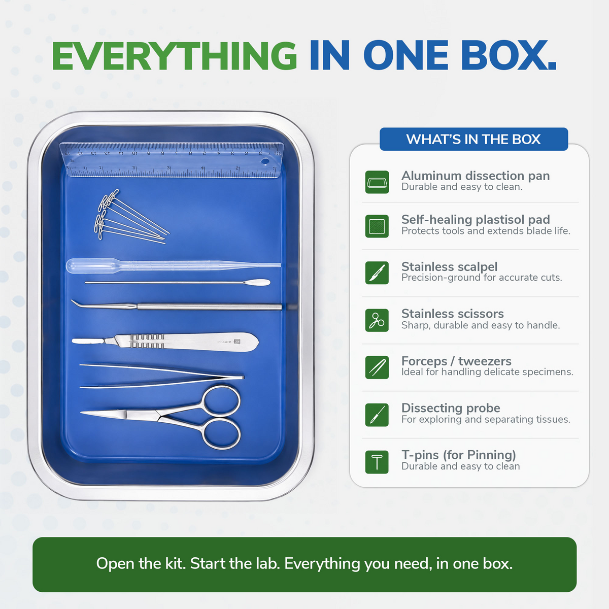 Dissection Kit, Dissecting Pan and Tool Set, 10.5x 7.75 x 1.5 in. Pan