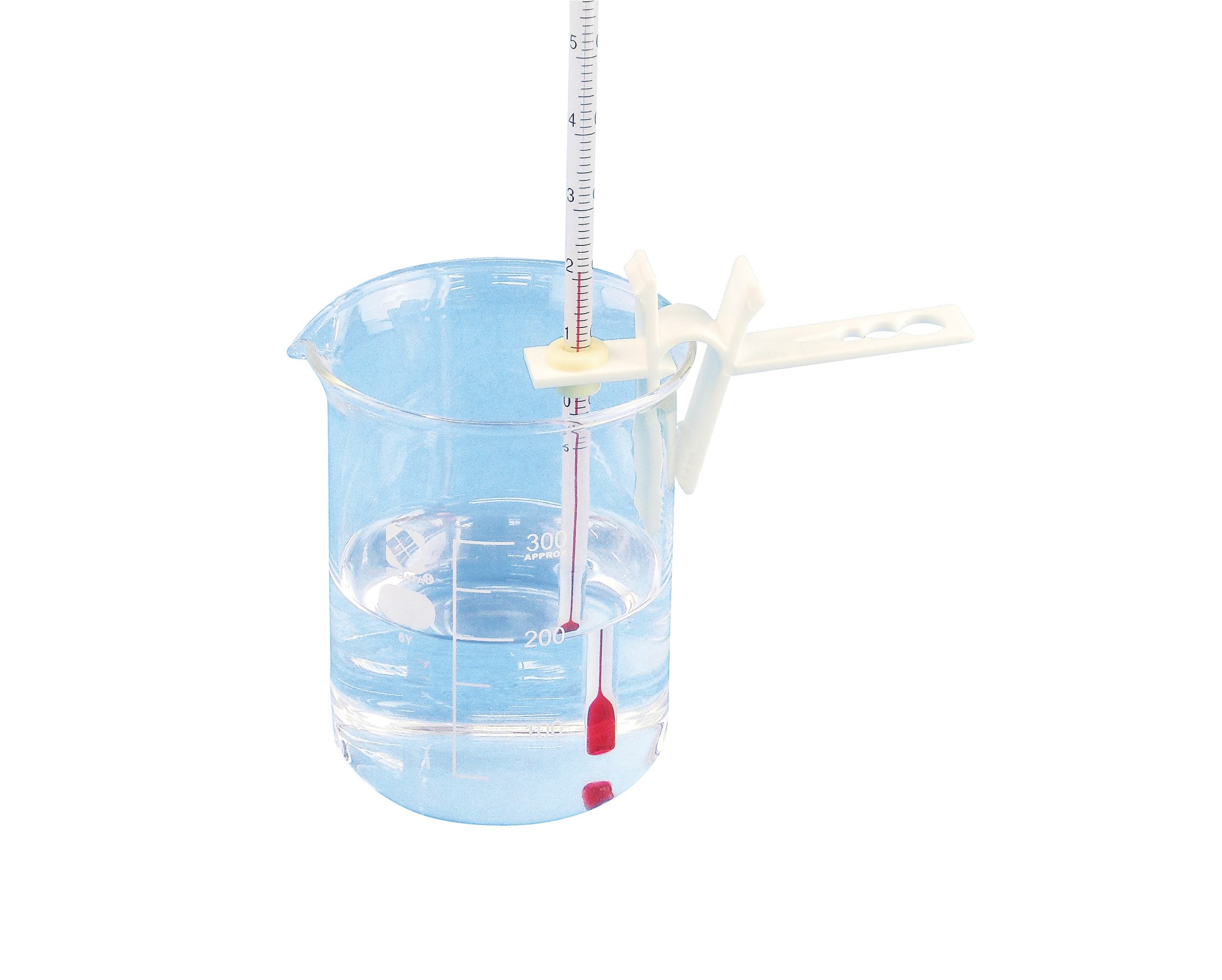 Support or Holder for Thermometers and Tubes. A Versatile device that works well with most flasks. Made by Narika Corporation.