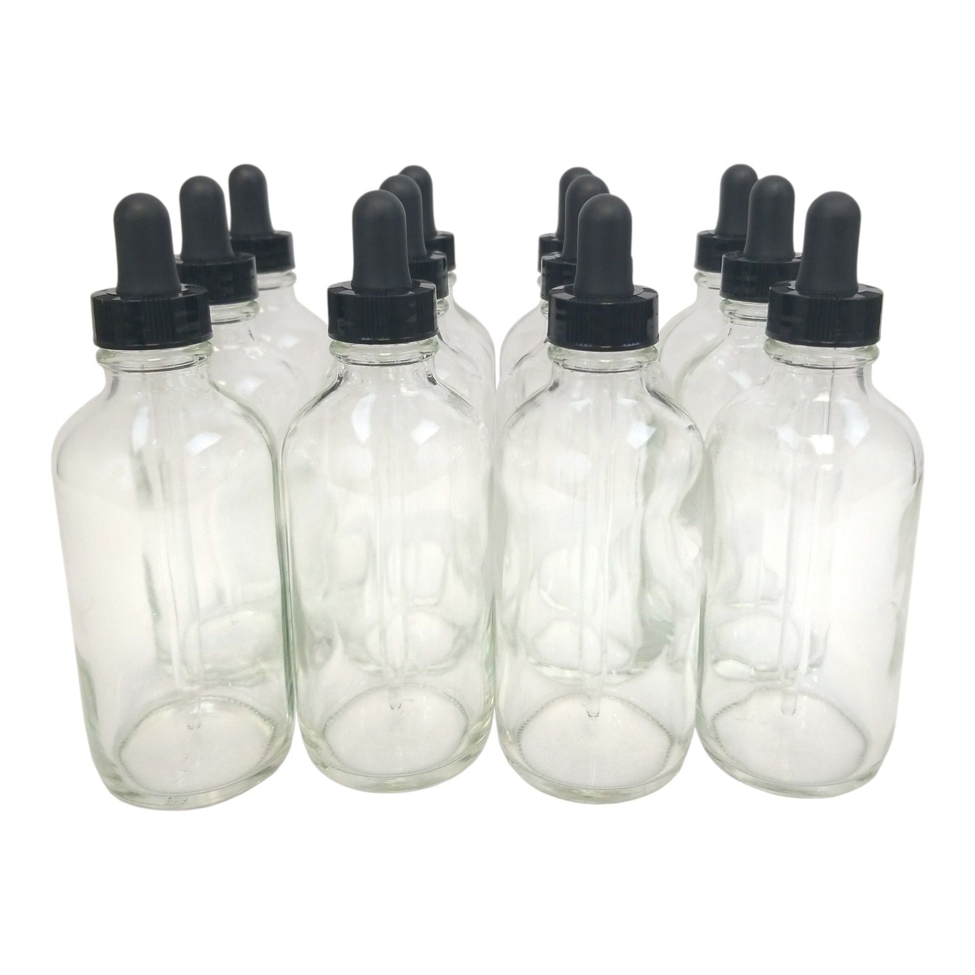 Bottle, Flint Glass- Clear, 8oz with Cap. Pack 12.