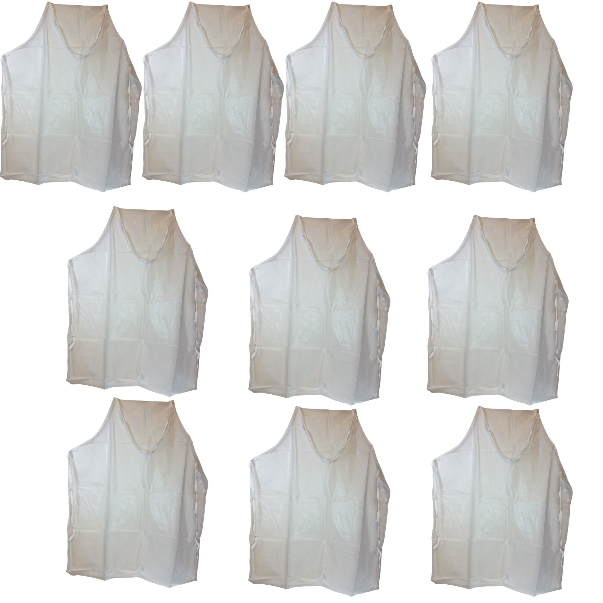 Apron, Vinyl 27 inches width by 42 inches length. With reinforced tie strings. Pack of 10.