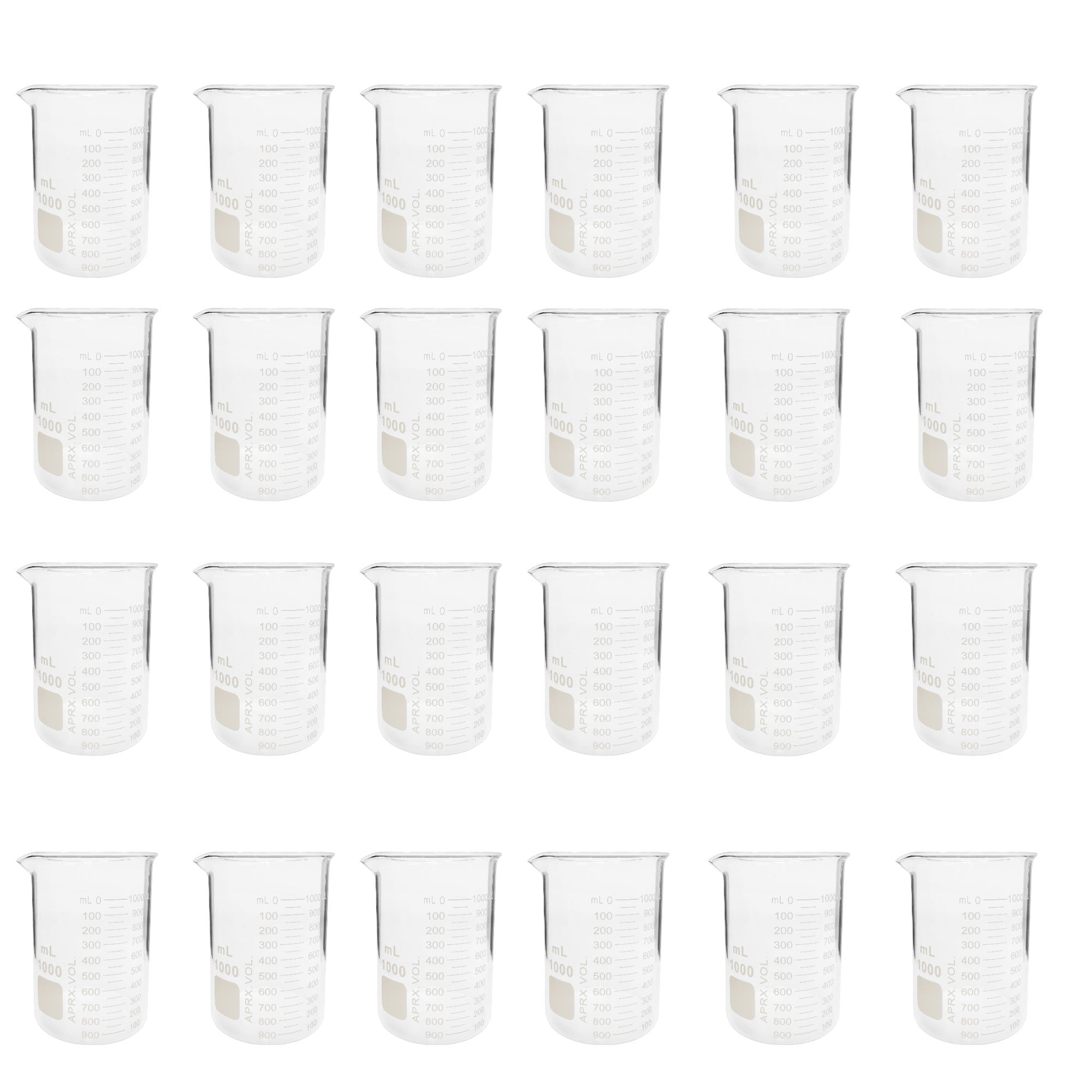 Beaker Griffin Style 1000ml Capacity Borosilicate Glass Graduated. Case of 24.