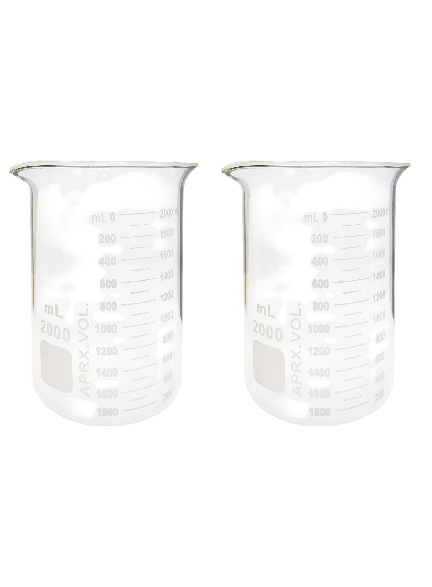 Beaker Griffin, 2000ml Capacity, Dual Scale with Marking Spot. Pack of 2.