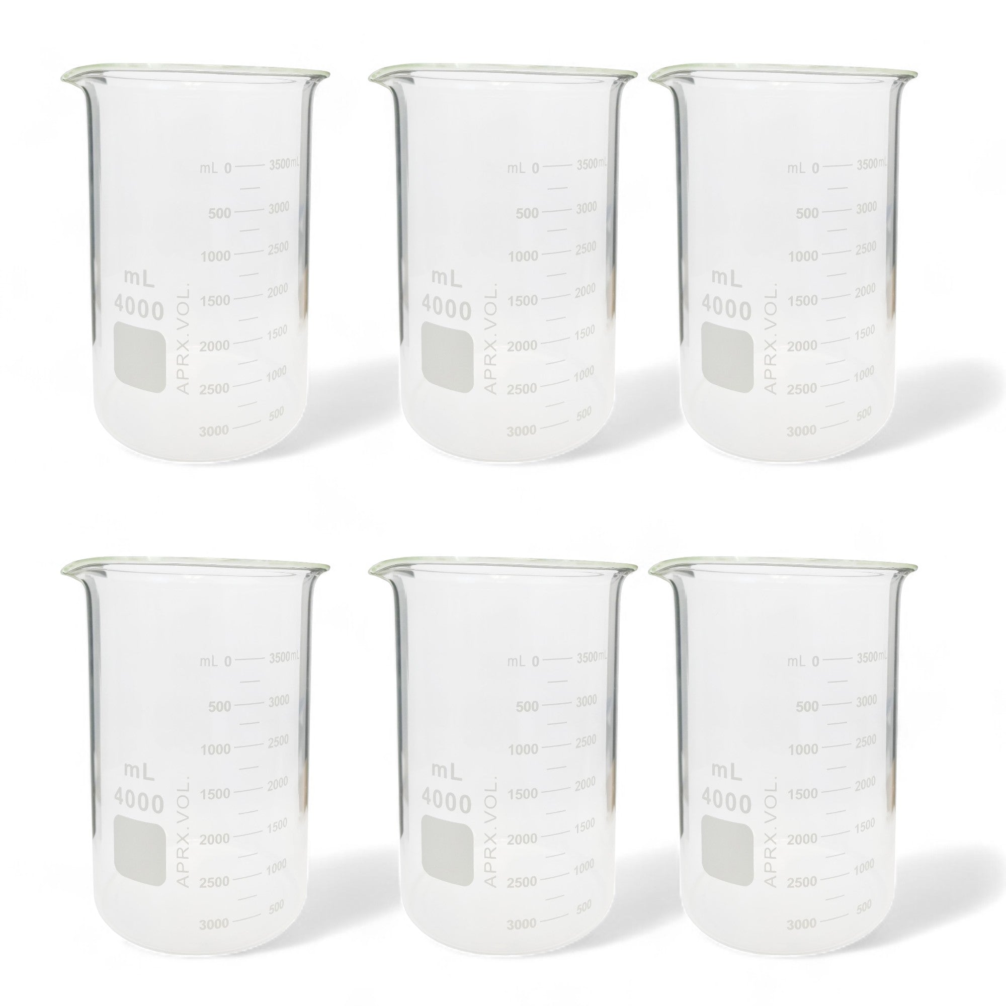 Beaker Griffin Style 4000ml Capacity Borosilicate Glass Graduated. Case of 6.