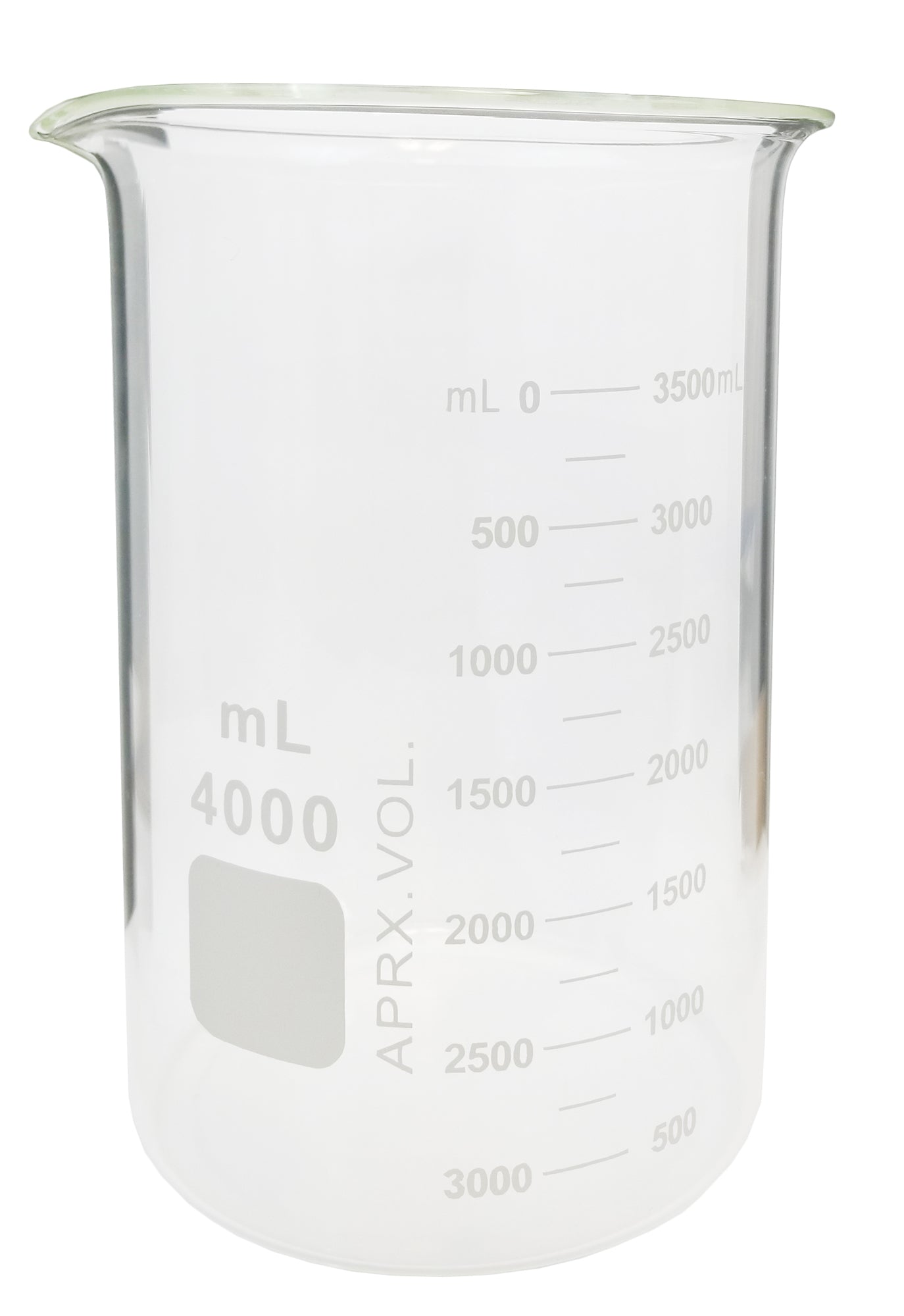 Beaker Griffin Style 4000ml Capacity Borosilicate Glass Graduated. Case of 6.