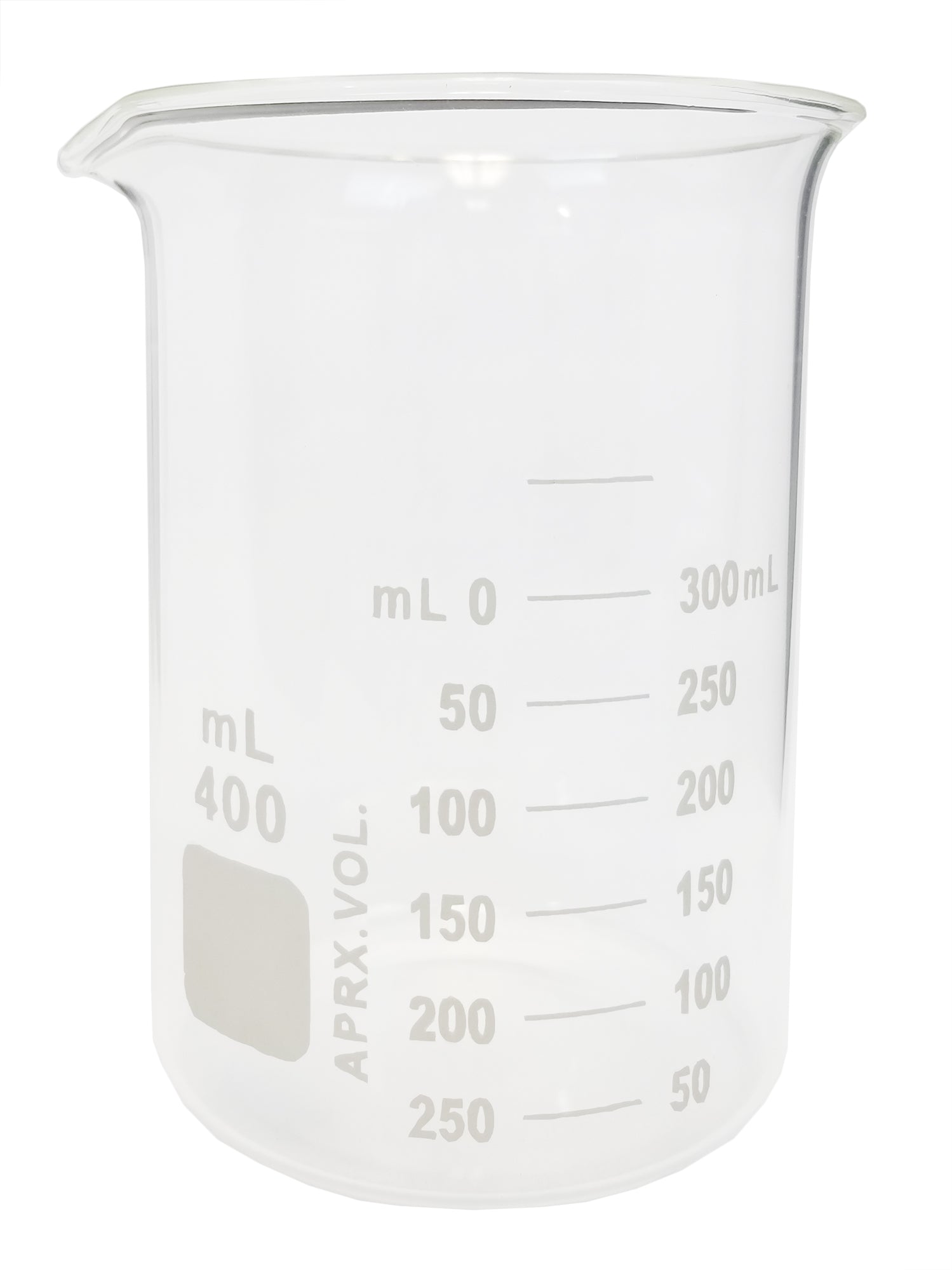 Beaker Griffin Style 400ml Capacity Borosilicate Glass Graduated.