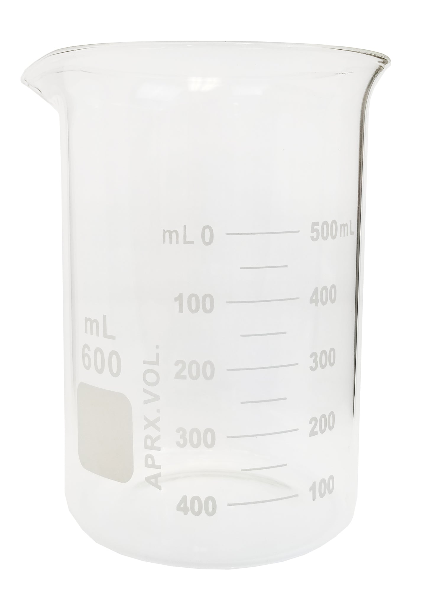 Beaker Griffin Style 600ml Capacity Borosilicate Glass Graduated. Case of 48.