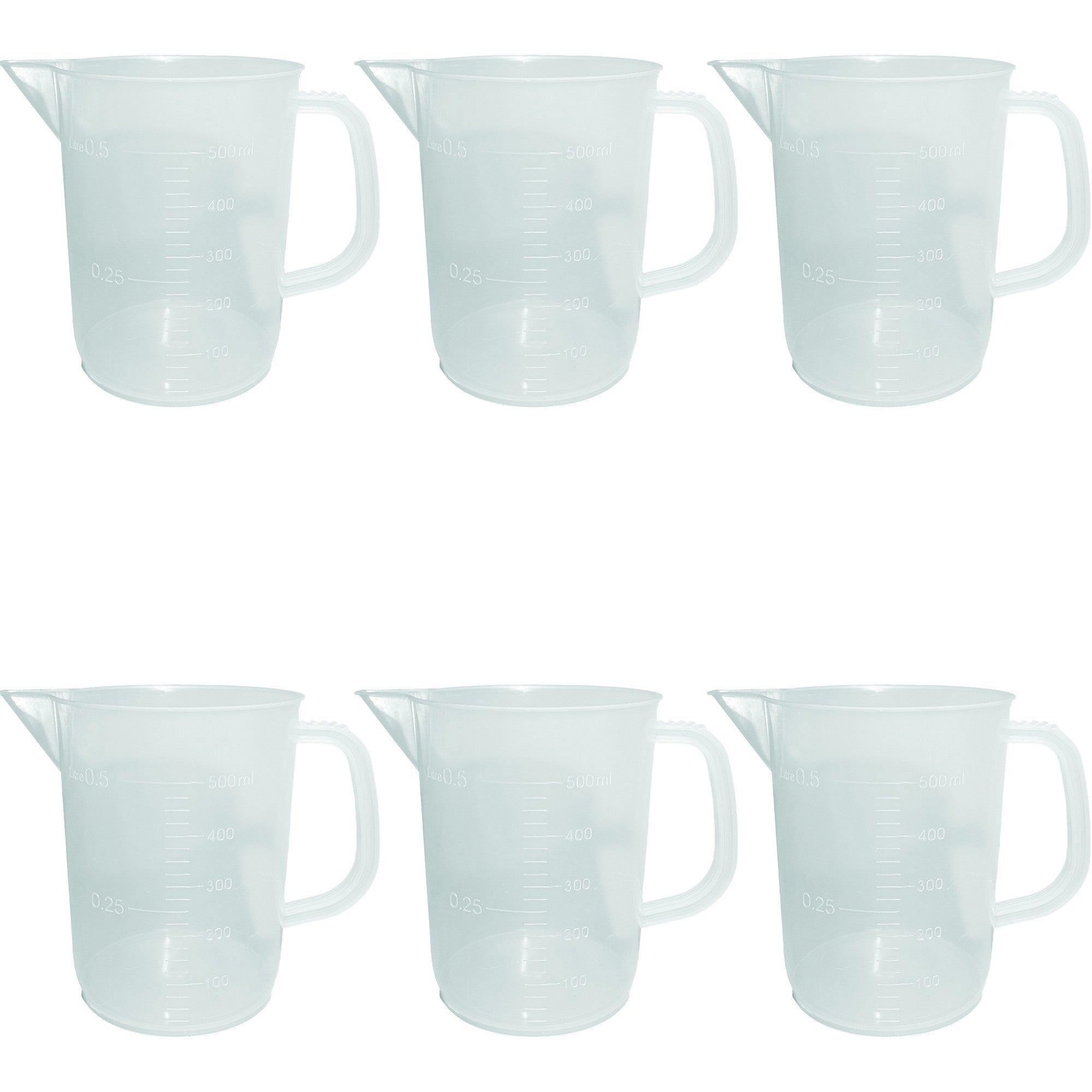 Beaker Jug, 500ml Capacity, Polypropylene. Pack of 6