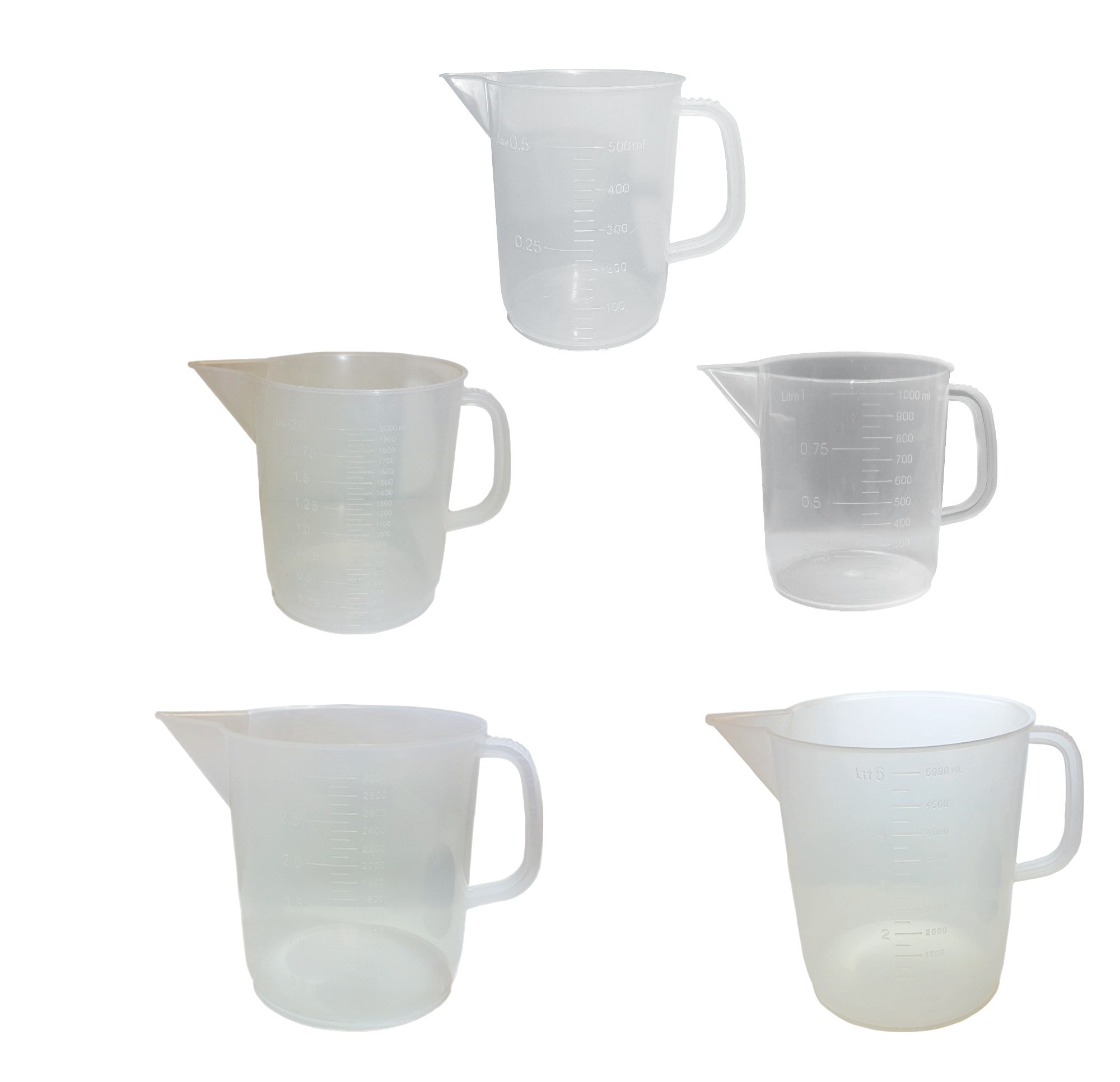 Beaker Jug Set, contains 5 pieces 500ml-5000ml.