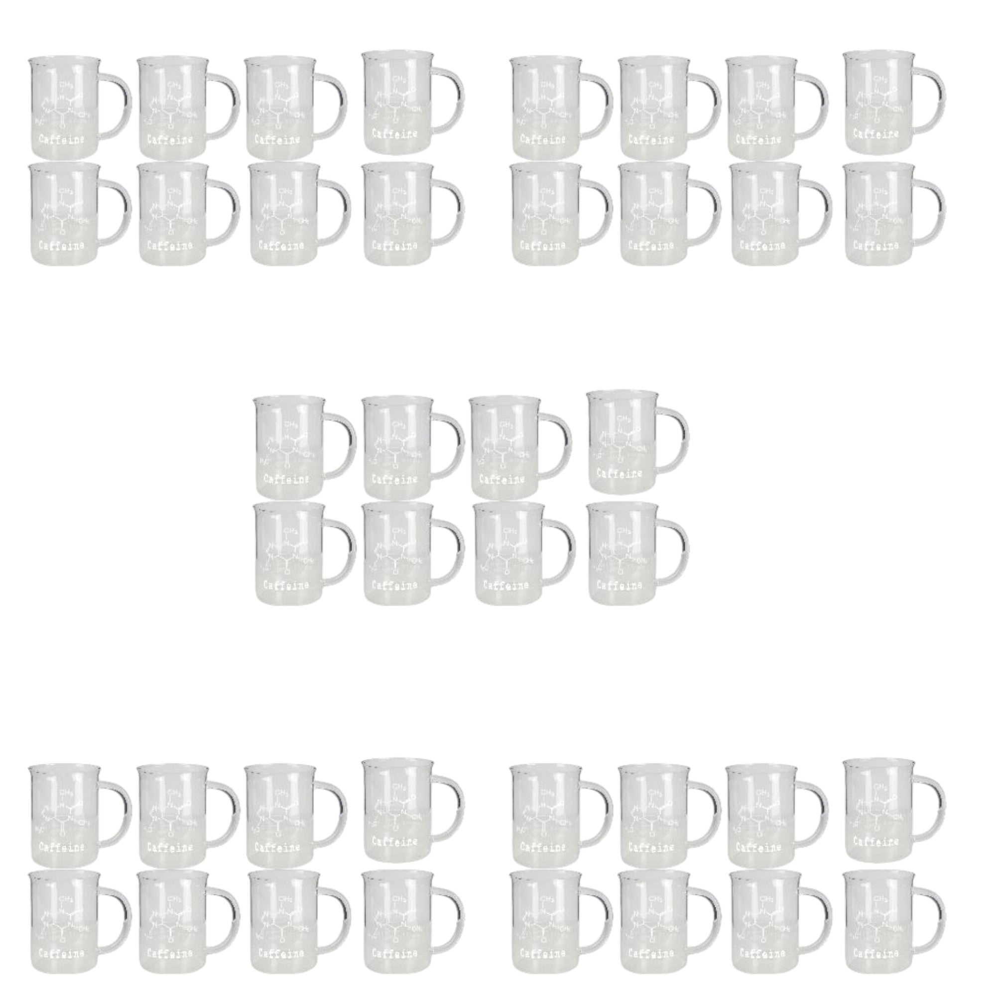 Beaker Mug 500ml with Caffeine Symbol Borosilicate Glass. Case of 40