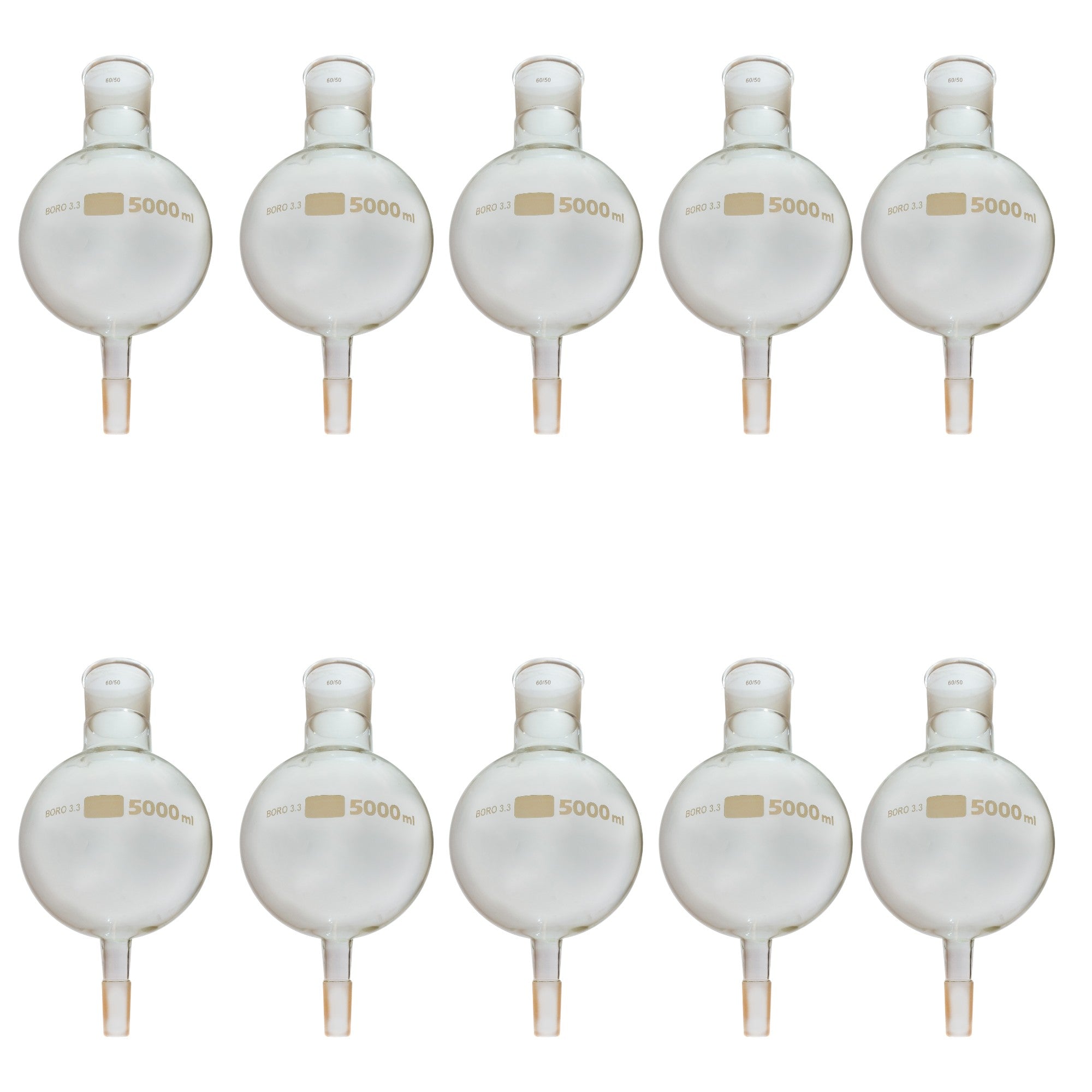 Flask, Biomass 5000ml, 60/50 Ground Glass Joint. Case of 10.