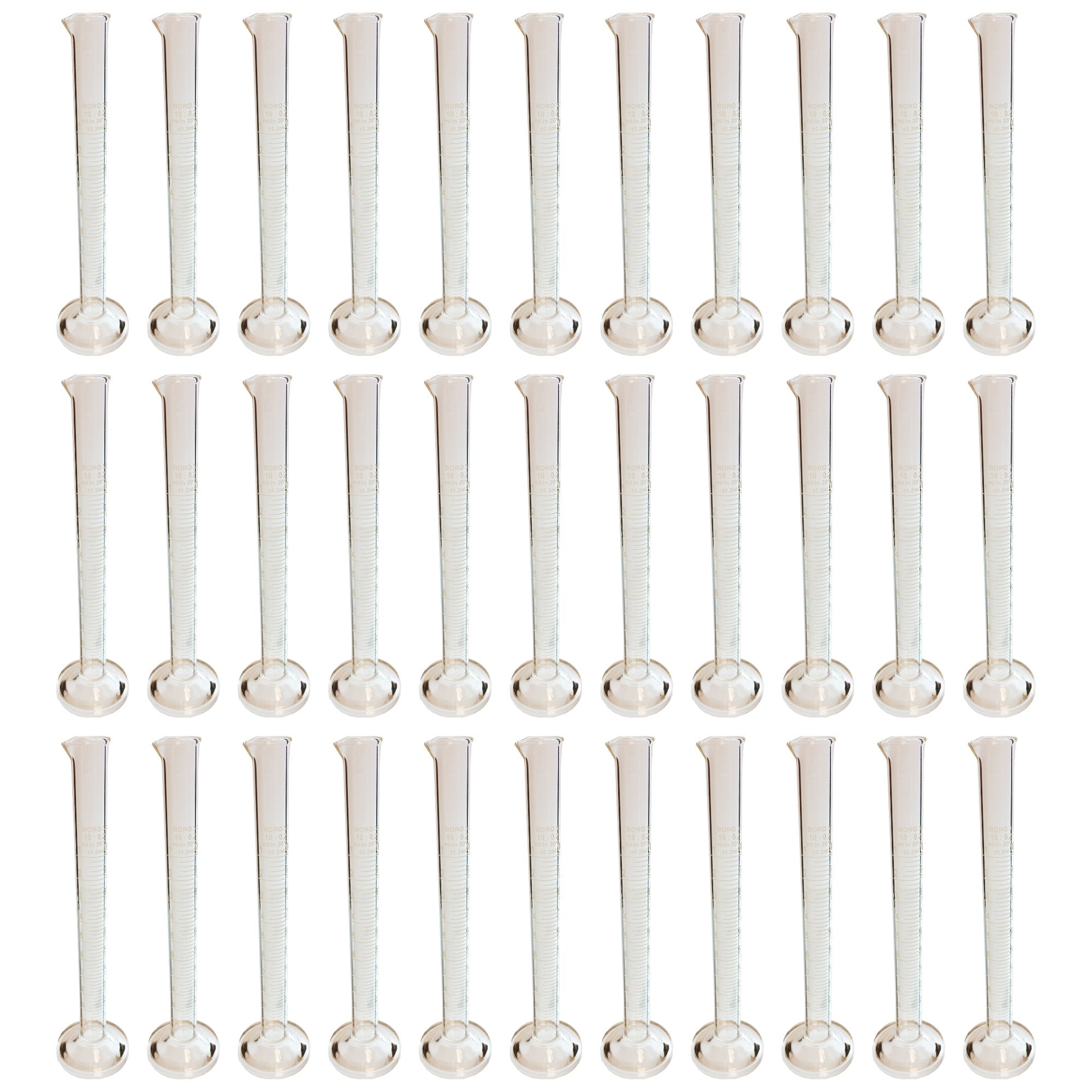 Cylinder Double Scale Borosilicate Glass 10ml Capacity. Pack 32.