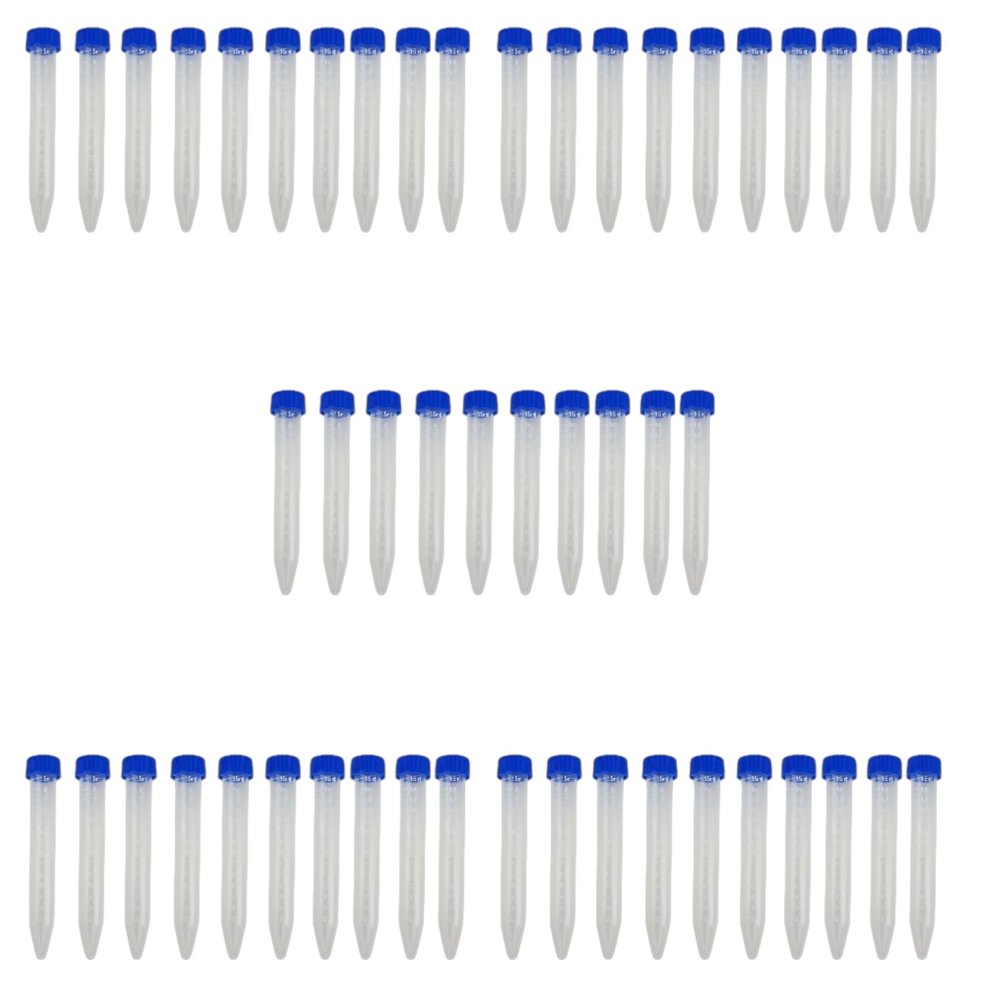 Centrifuge Tubes 15ml capacity. Graduated with Conical Bottom. Pack of 50.
