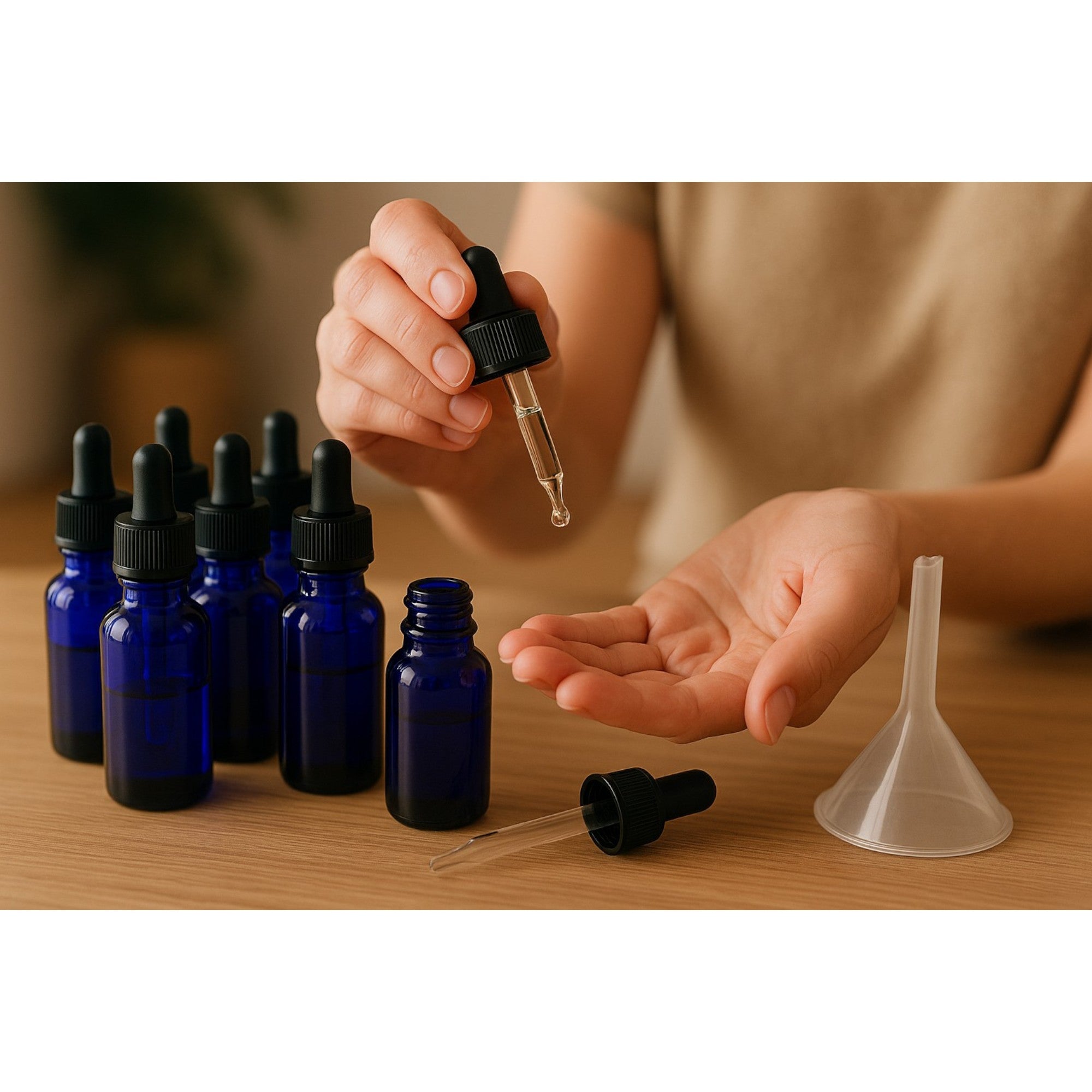 Bottles Glass ,Cobalt Blue 1oz with Droppers, 12-Pack & One 50mm Polypropylene Utility Funnel Kit – Boston Round Flint Glass