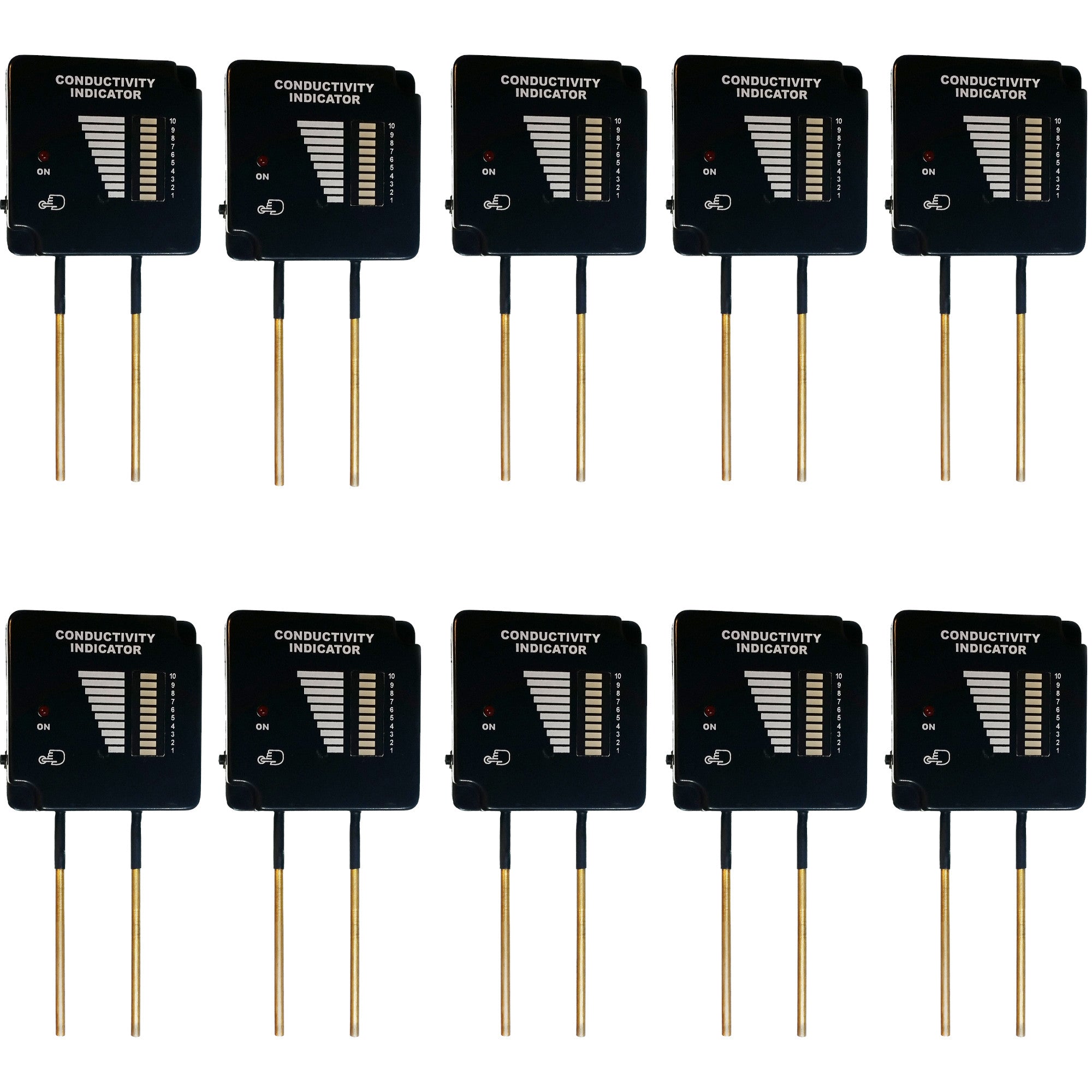 Conductivity Indicator with 10 Levels. The Conductivity Indicator can be used for quick comparisons of conductivity of solutions. Pack of 10.