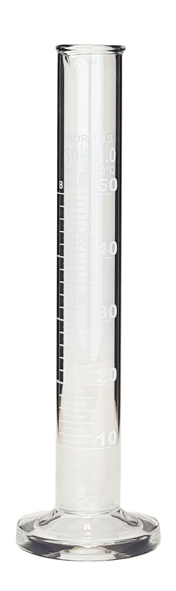 Cylinder, Single-Scale, Borosilicate Glass, 50ml, Pack of 12