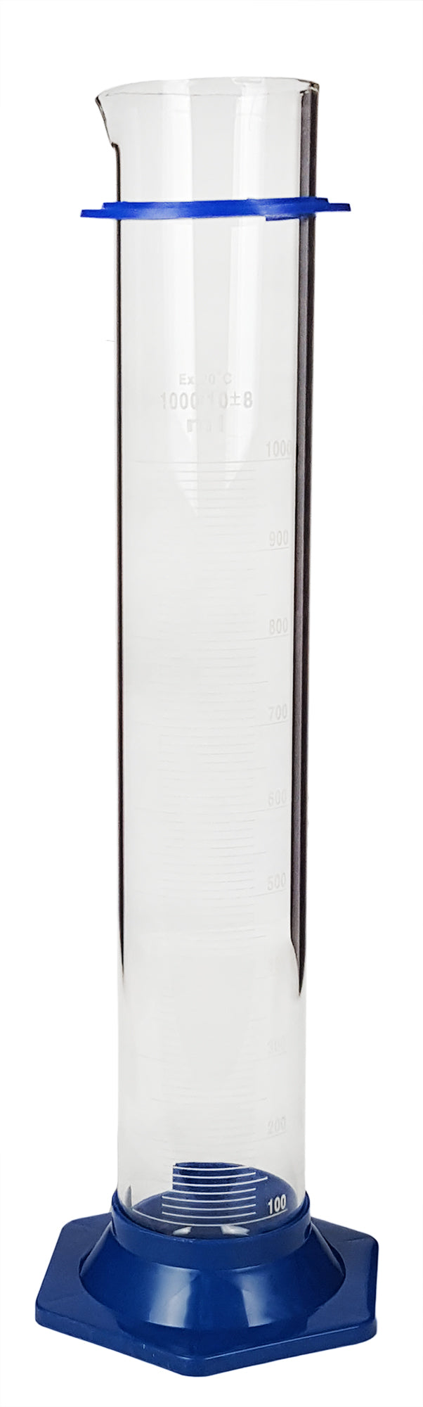 Glass Graduated Cylinder With Plastic Hex Base and Bumper Guard, 1000ml