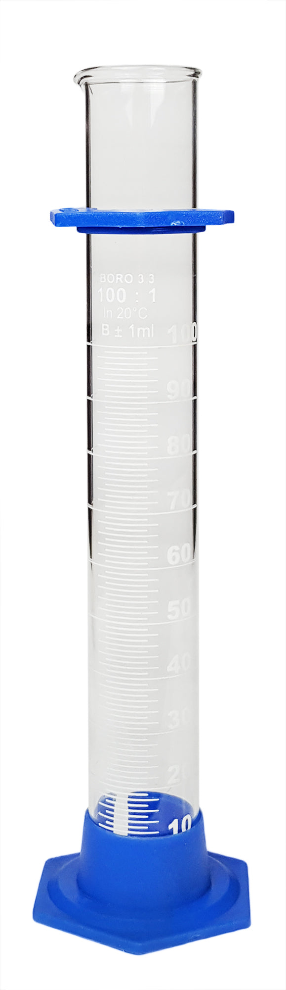 Glass Graduated Cylinder With Plastic Hex Base and Bumper Guard, 100ml, Case of 100