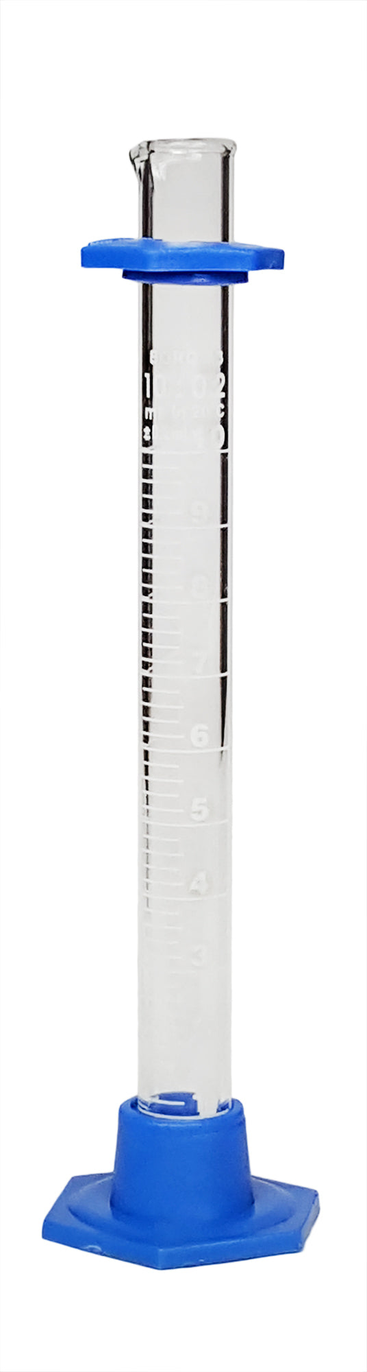 Glass Graduated Cylinder With Plastic Hex Base and Bumper Guard, 10ml, Case of 100