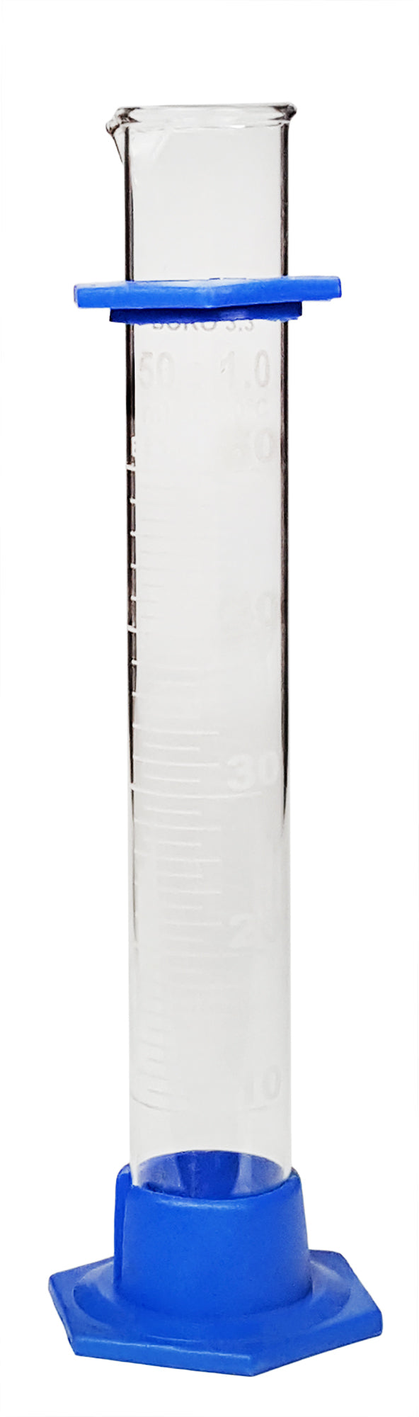 Glass Graduated Cylinder With Plastic Hex Base and Bumper Guard, 50ml, Case of 100
