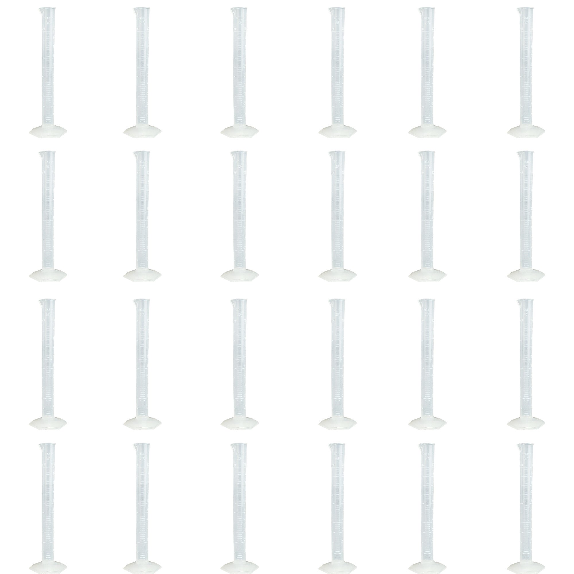 Polypropylene Graduated Cylinder with Hex Base, 10ml Capacity, Pack of 24