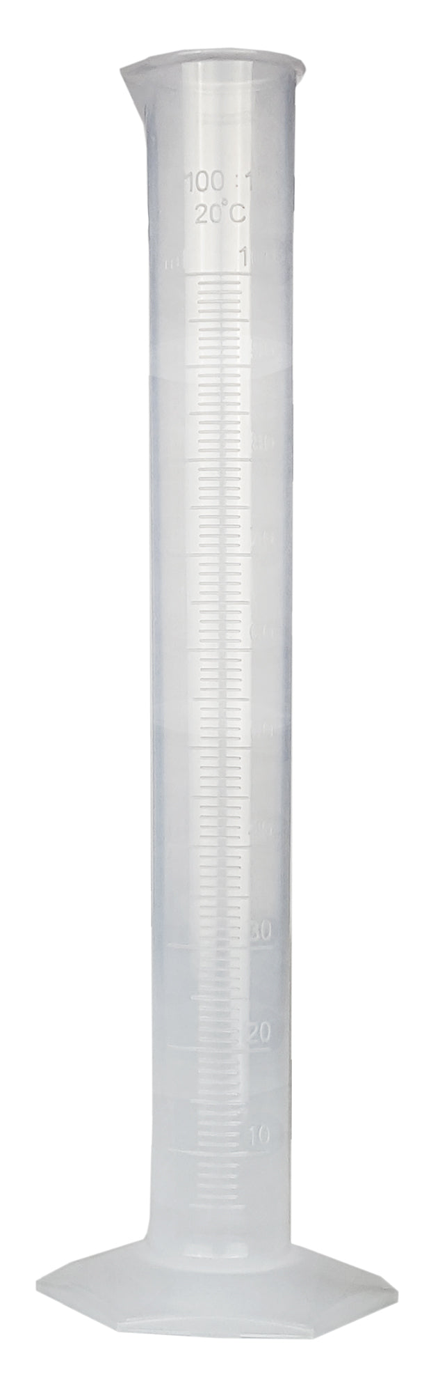 Graduated Cylinder , Polypropylene with Hex Base, 100ml Capacity