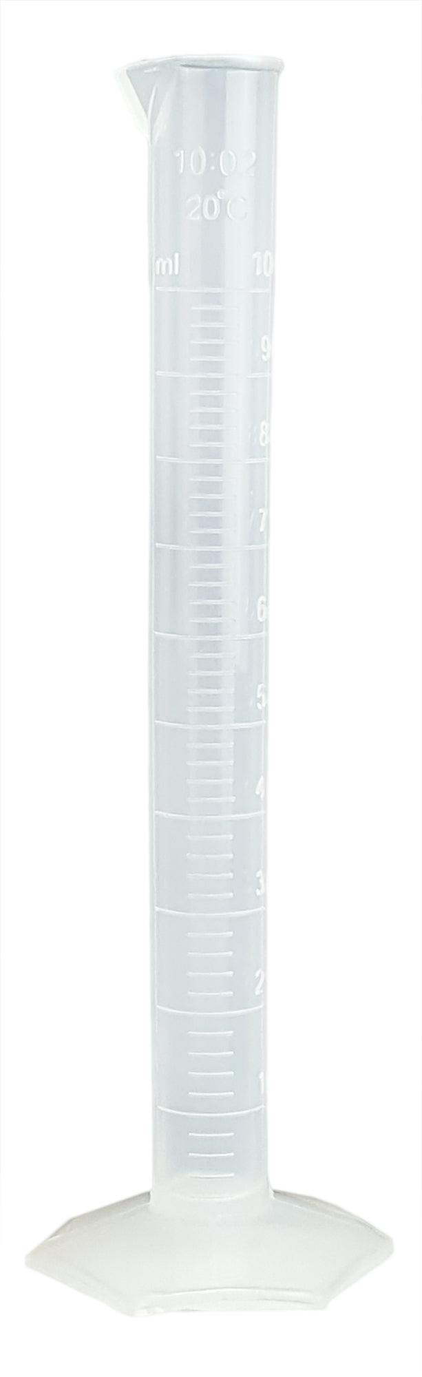 Polypropylene Graduated Cylinder with Hex Base, 10ml Capacity