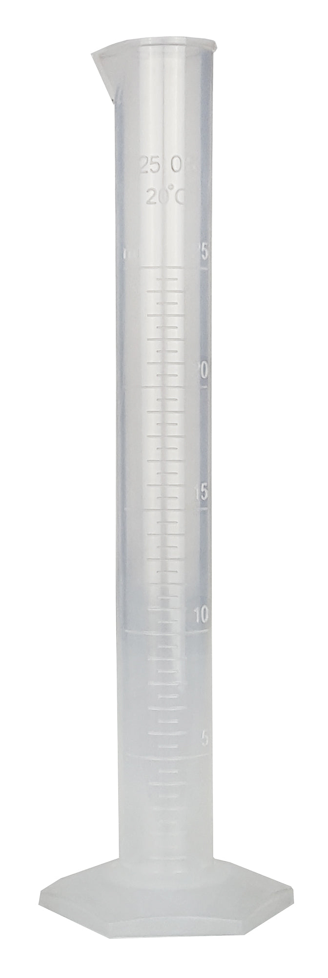 Polypropylene Graduated Cylinder with Hex Base, 25ml Capacity
