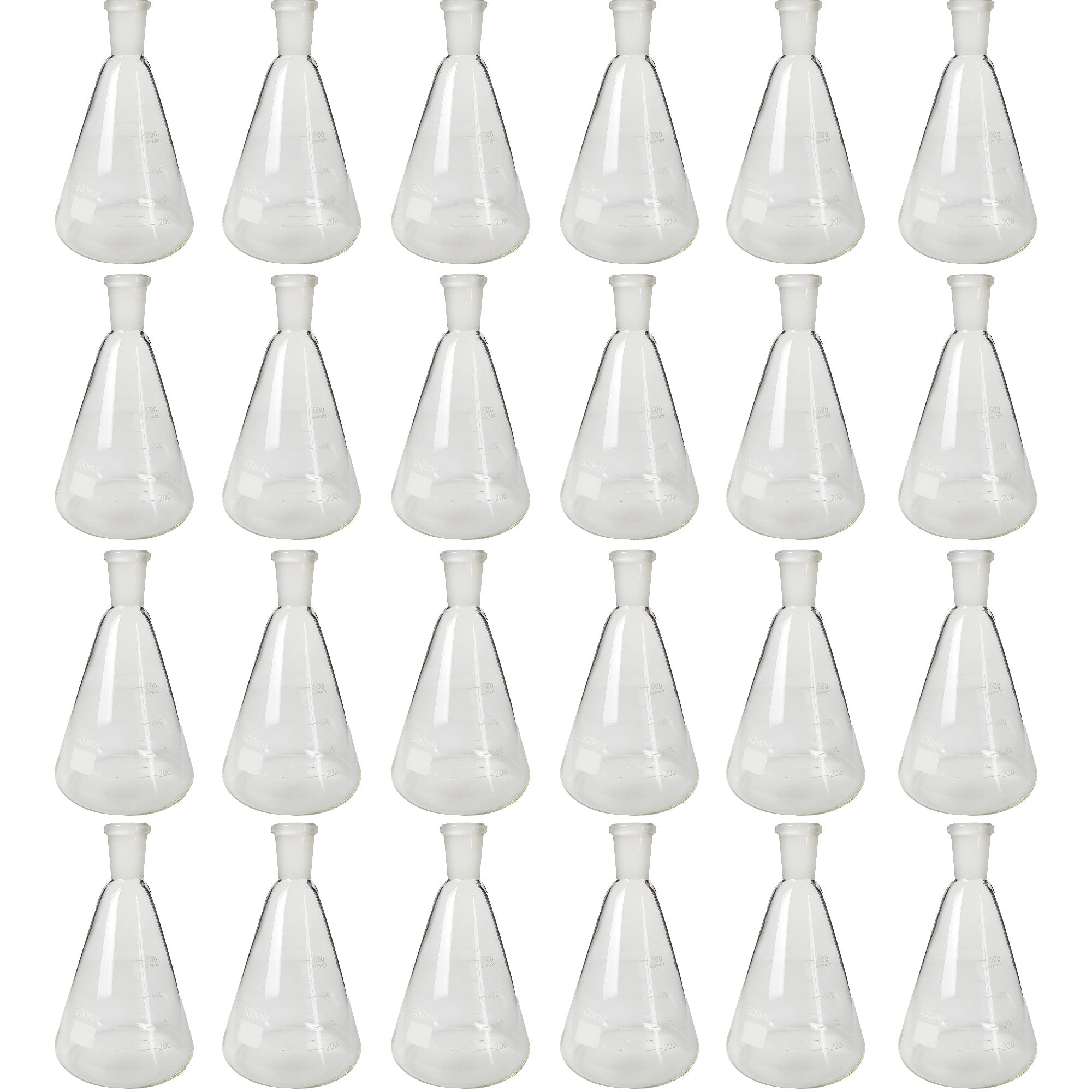 Erlenmeyer Flask, 24/40 Ground Glass Joint, 500ml capacity. Case of 24.