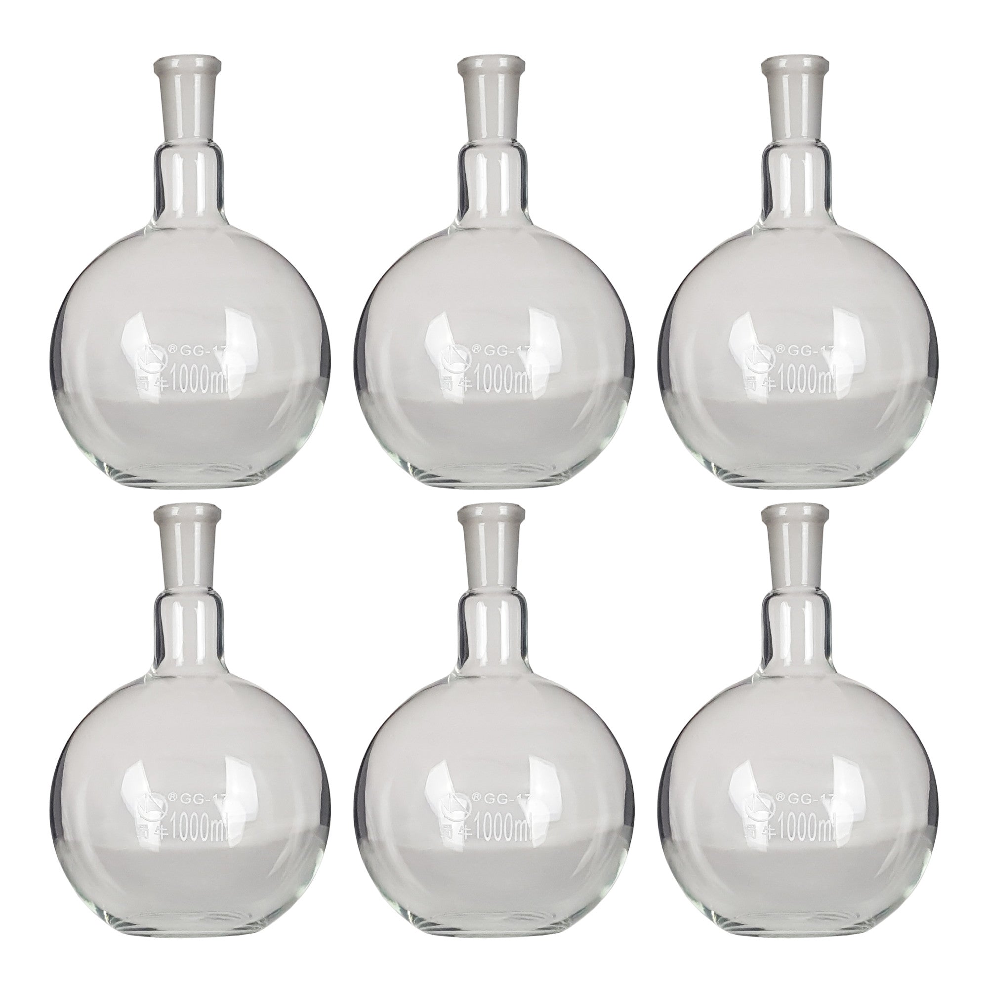 Flat-Bottom Flask, 24/40 Ground Glass Joint, 1000ml, Pack of 6