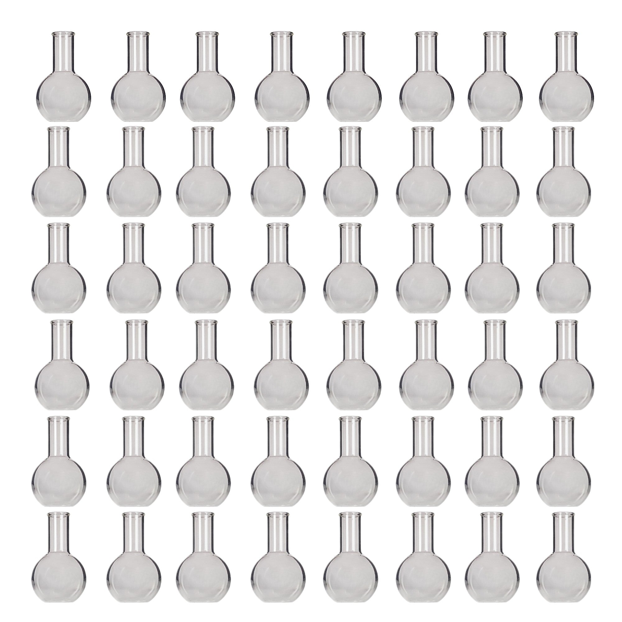 Flask Flat-Bottom Florence Boiling Flask, Standard Neck, 250ml capacity. Made from Borosilicate Glass. A good fit for any laboratory, science classroom, or homeschool. Case of 48.