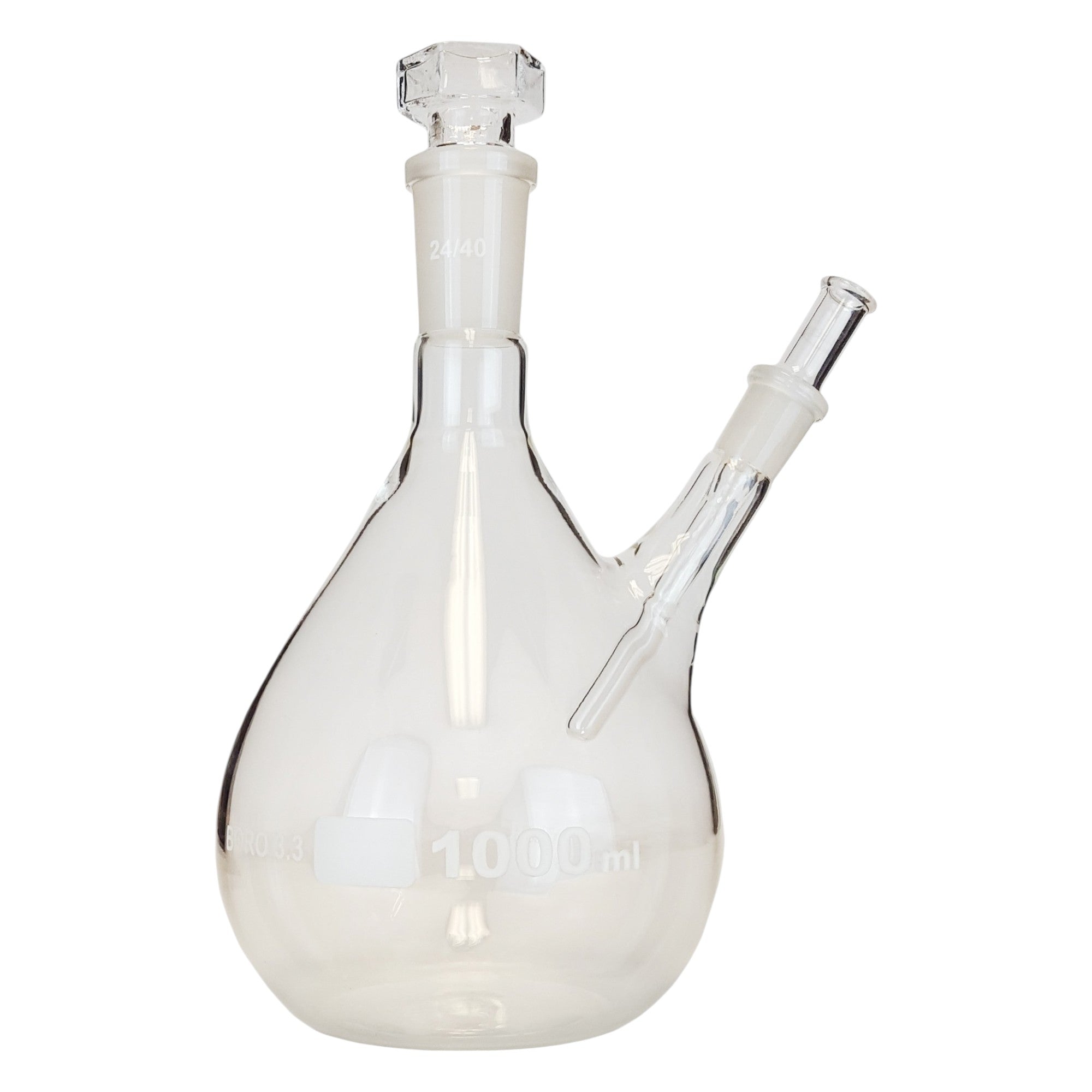 Flask, Distillation with Thermometer Holder, 1 Liter, Case of 10