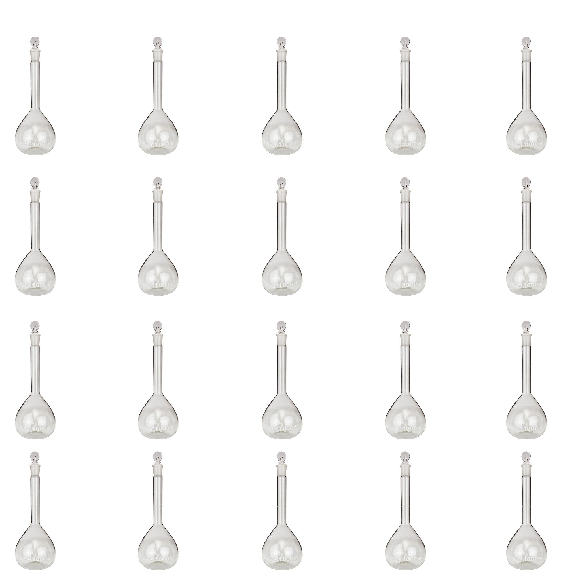 Flask, Volumetric with Ground Glass Stopper, 1000ml Capacity. Case of 20.