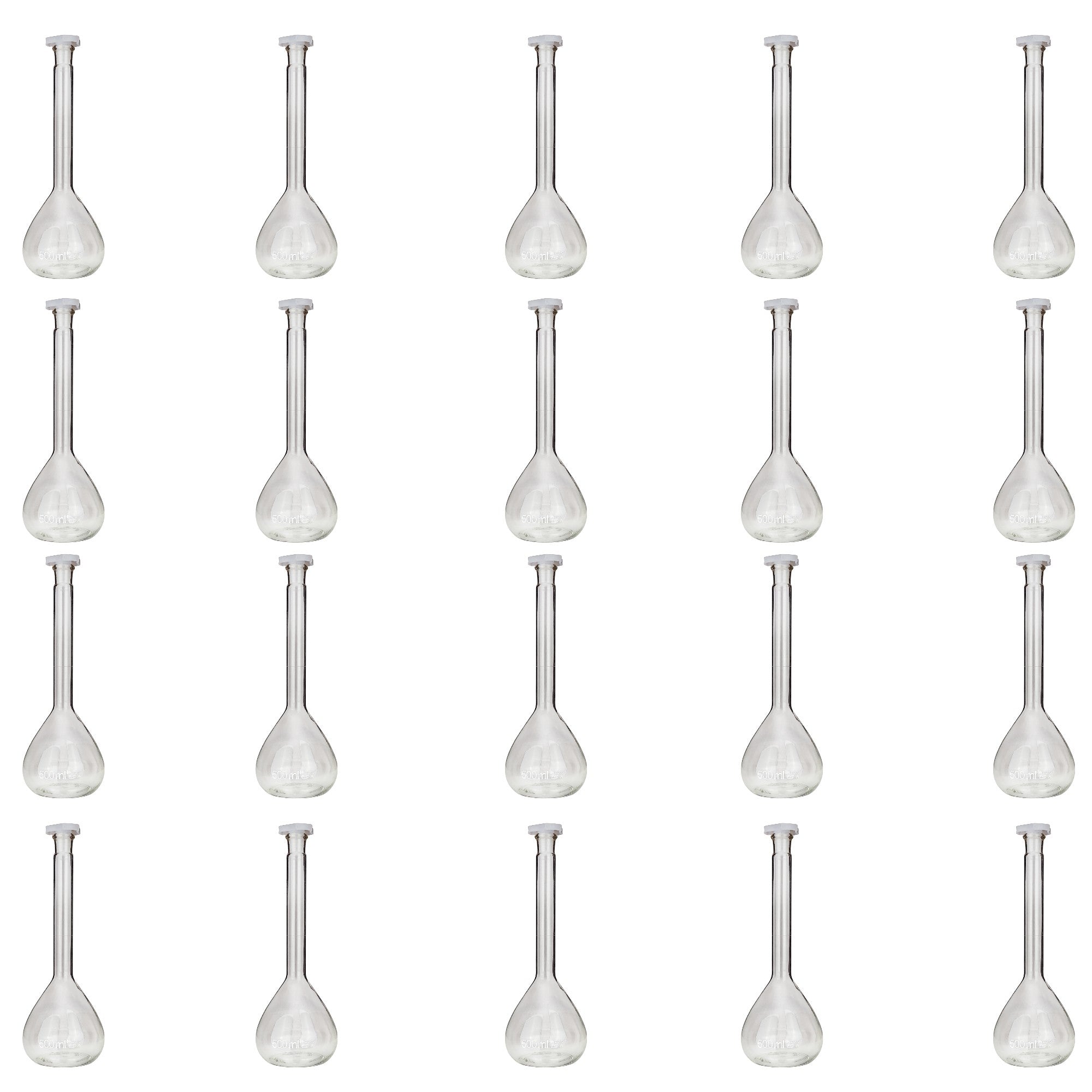 Flask, Volumetric with Plastic Stopper, 500ml Capacity, Case of 20