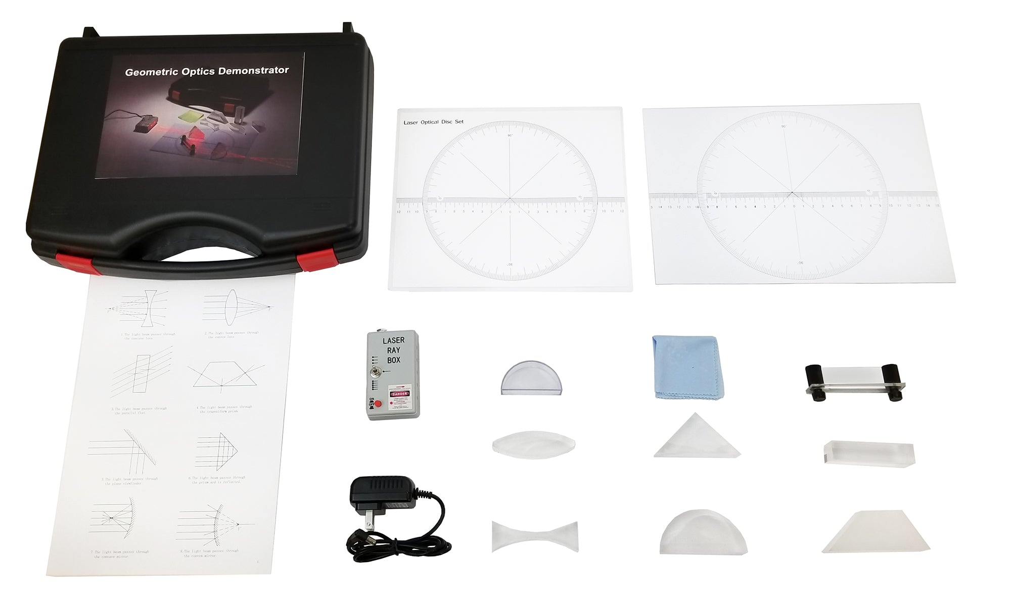 Optics Kit for Science Experiments in Light, Reflection and Refraction. Useful in a Physics Science Classroom.