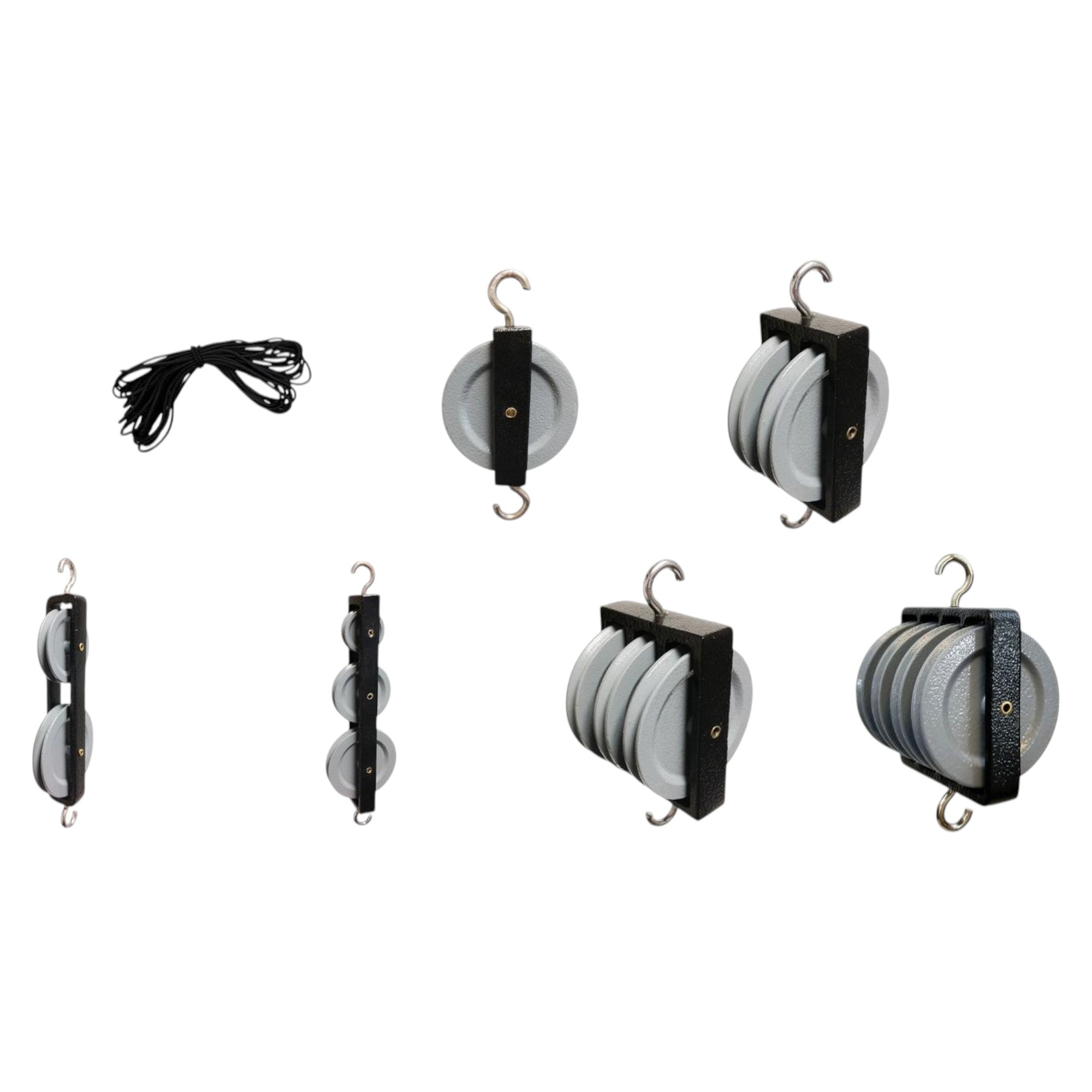 Pulley Kit, Metal, 6 Pulleys with Nylon Cable