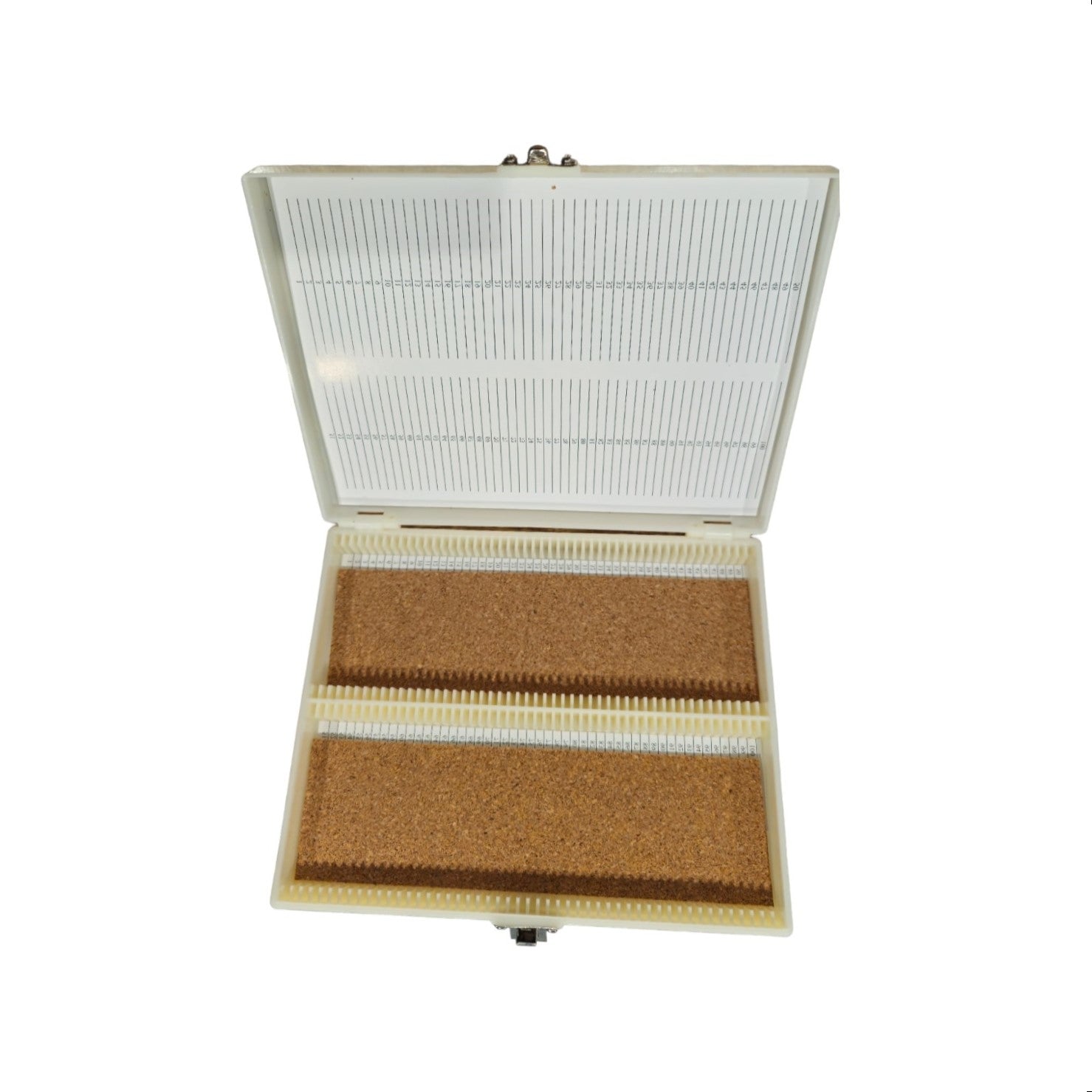 Microscope Storage Box with Index and Cork Liner For 100 Slides.