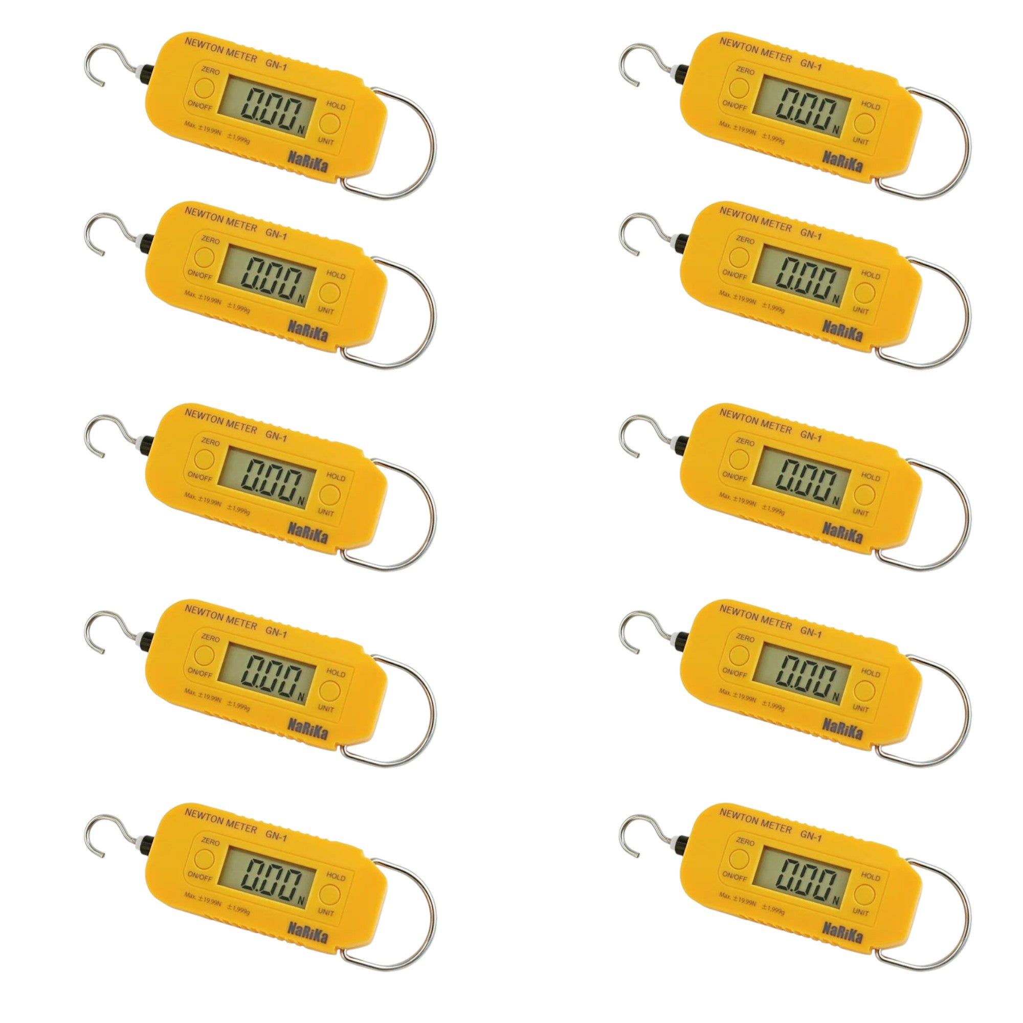 Meter - Digital Force, Range 0.1 to 20 Newtons. Pack of 10.  Made by Narika Corporation.