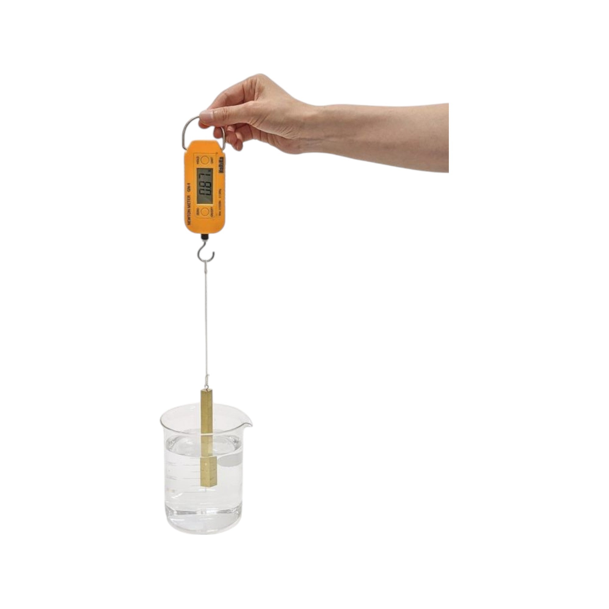 Archimedes Sticks Set 3 rods of aluminum, brass, and stainless steel, which are engraved with 1cm divisions. Made by Narika Corporation.