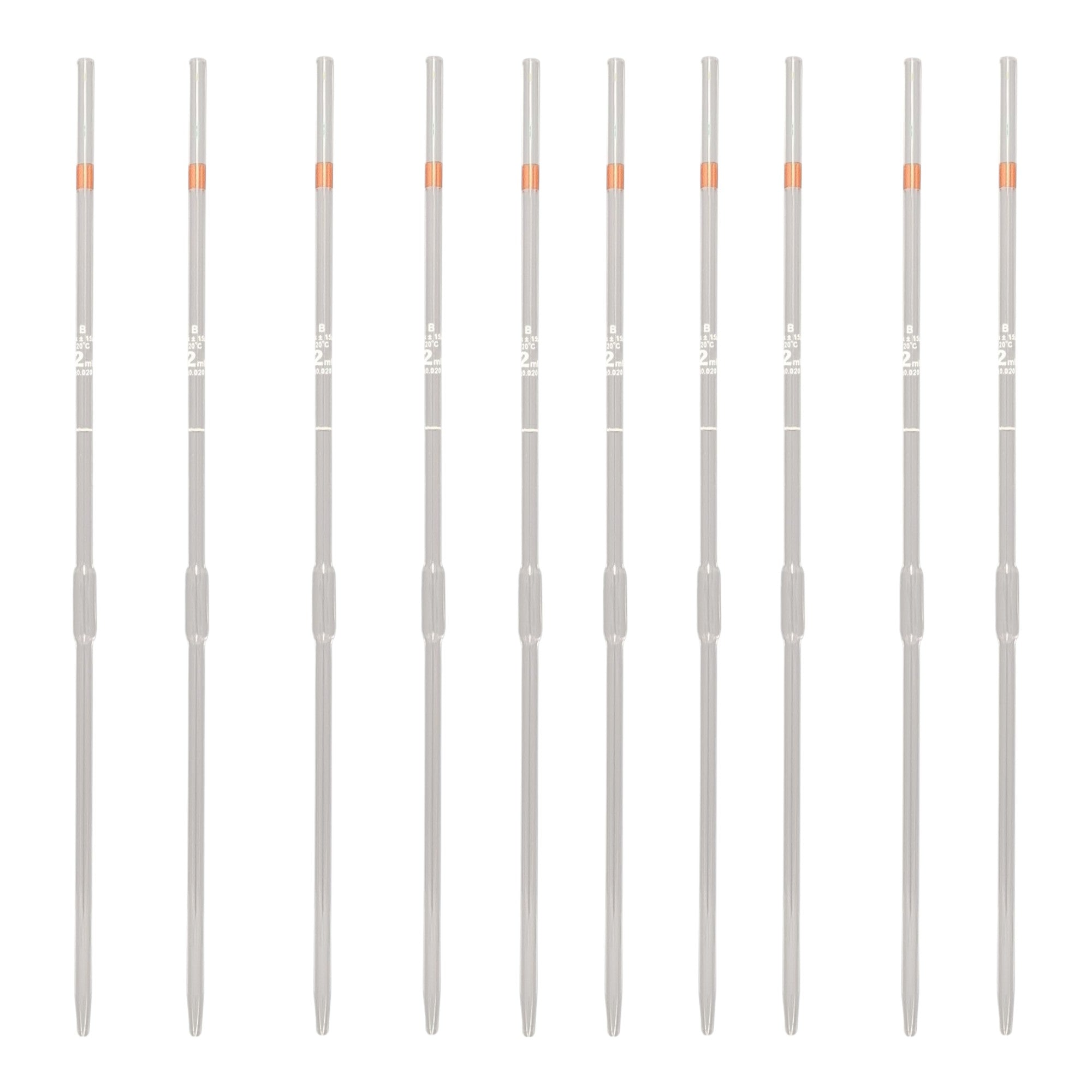 Pipette Volumetric, 2ml Capacity. Pack of 10.