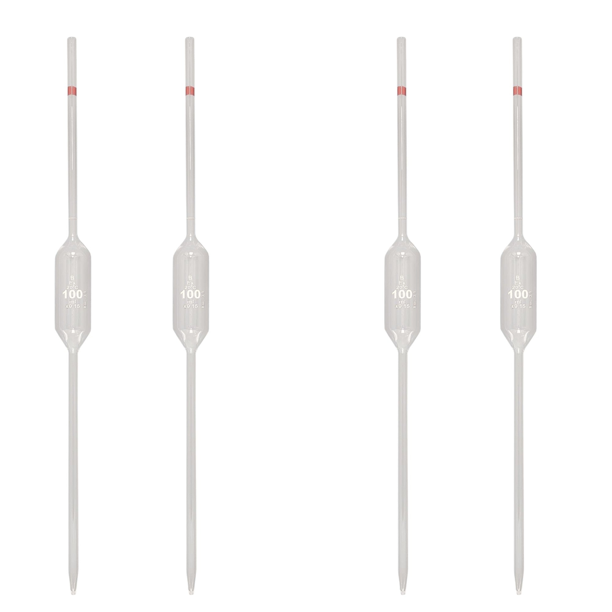 Volumetric Pipette, 100ml Capacity. Pack of 4.