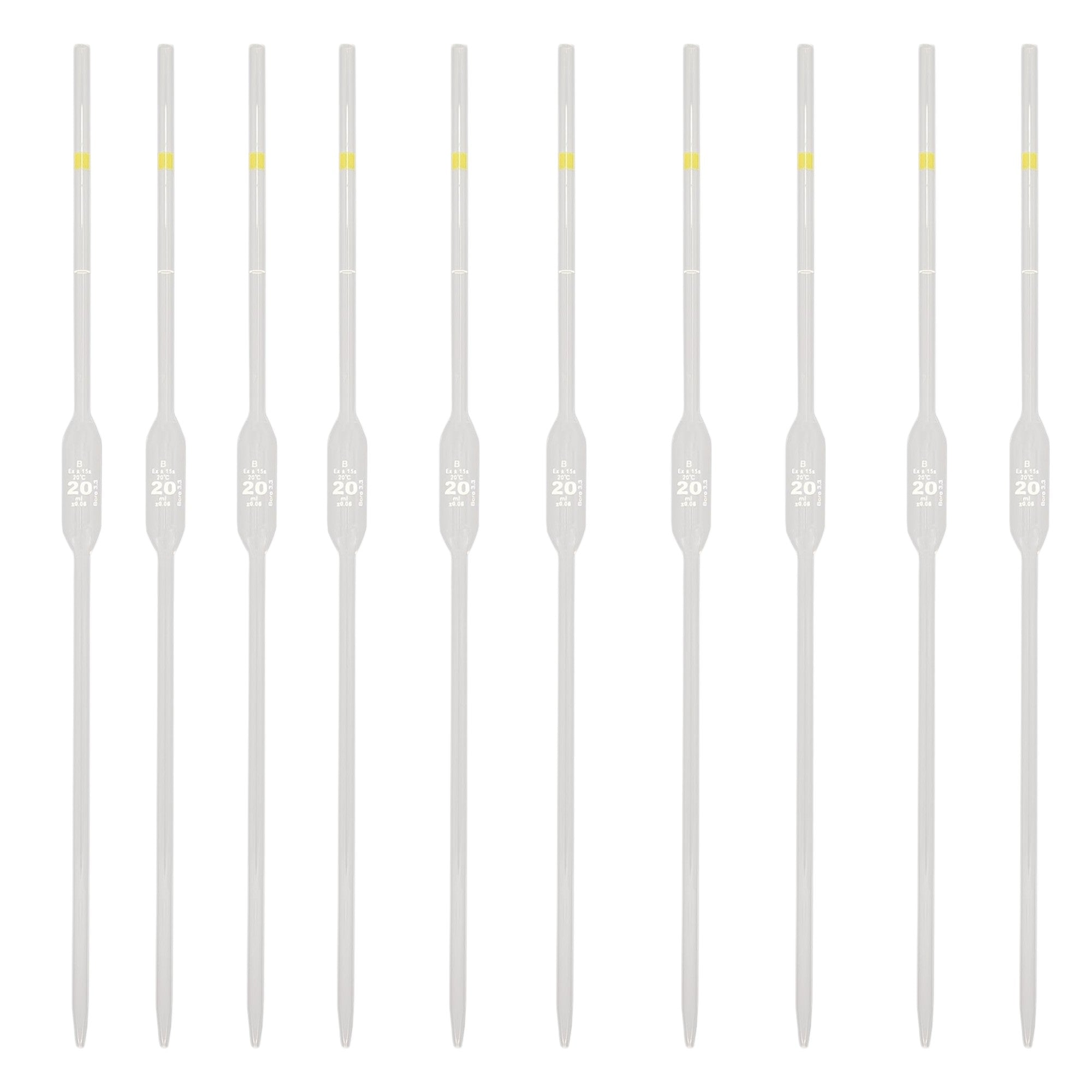 Volumetric Pipette, 20ml Capacity.  Pack of 10.