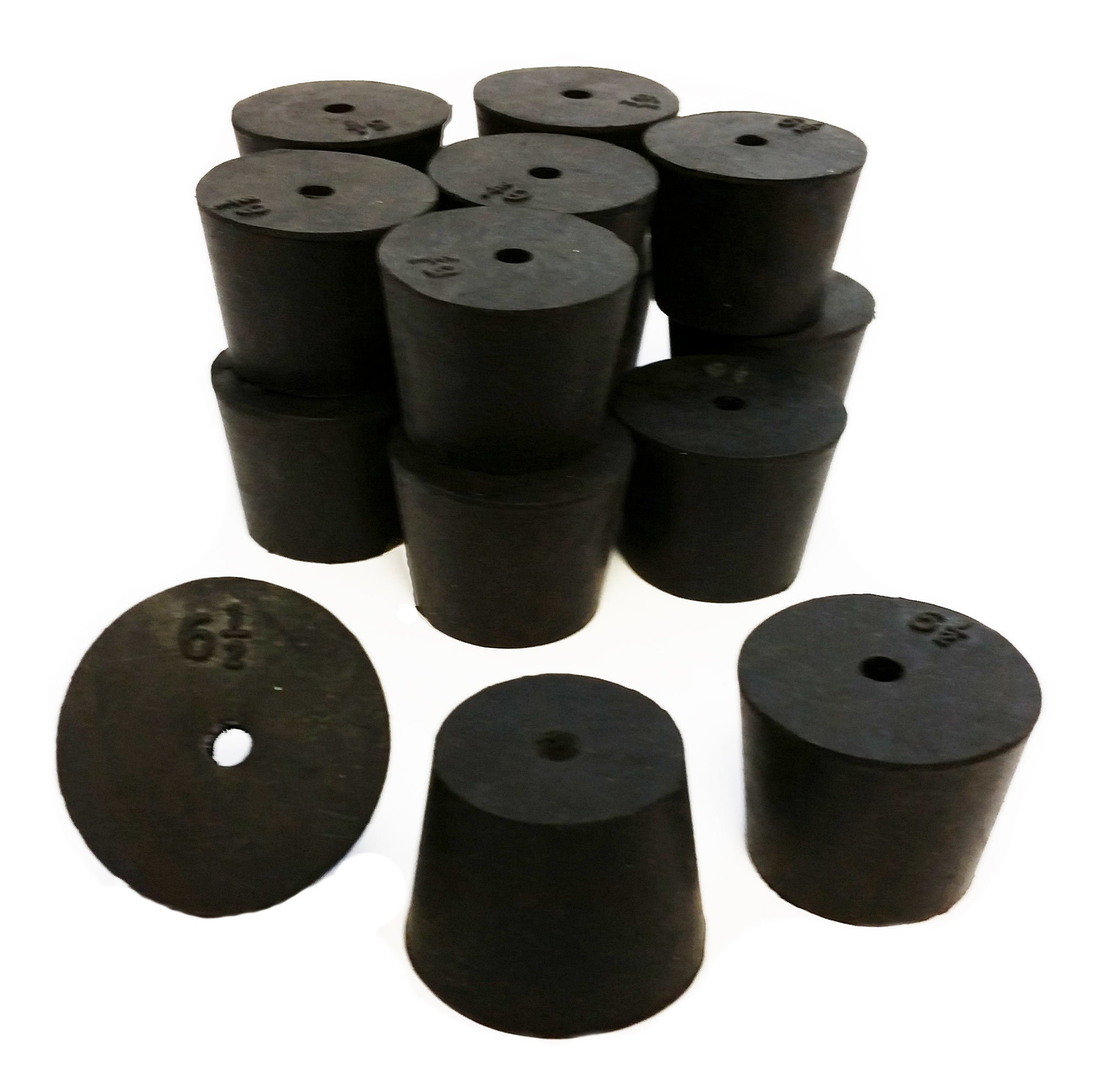 Rubber Stoppers, Size 6.5, 1-Hole. Pack of 1-Pound.