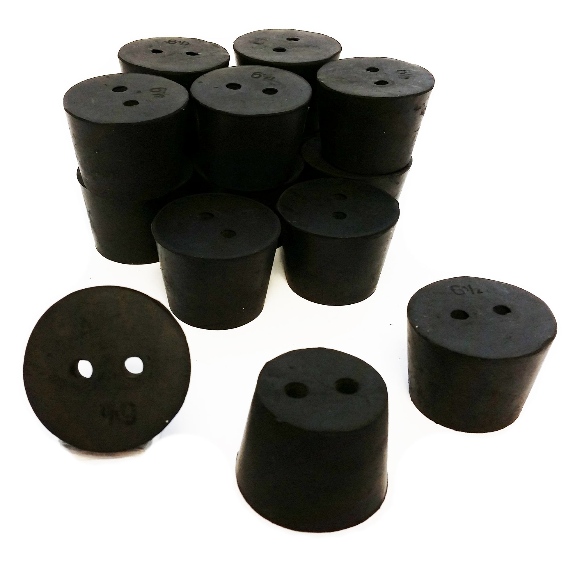 Rubber Stoppers, Size 6.5, 2-Hole. 1-Pound Pack.