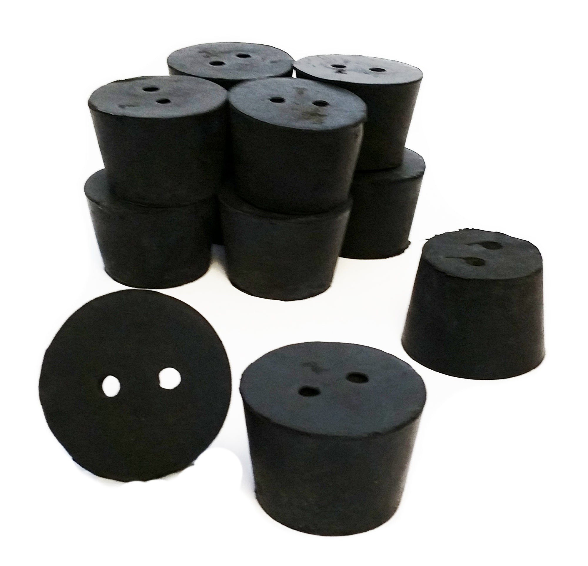 Rubber Stoppers, Size 7, 2-Hole. Pack of 1-Pound.