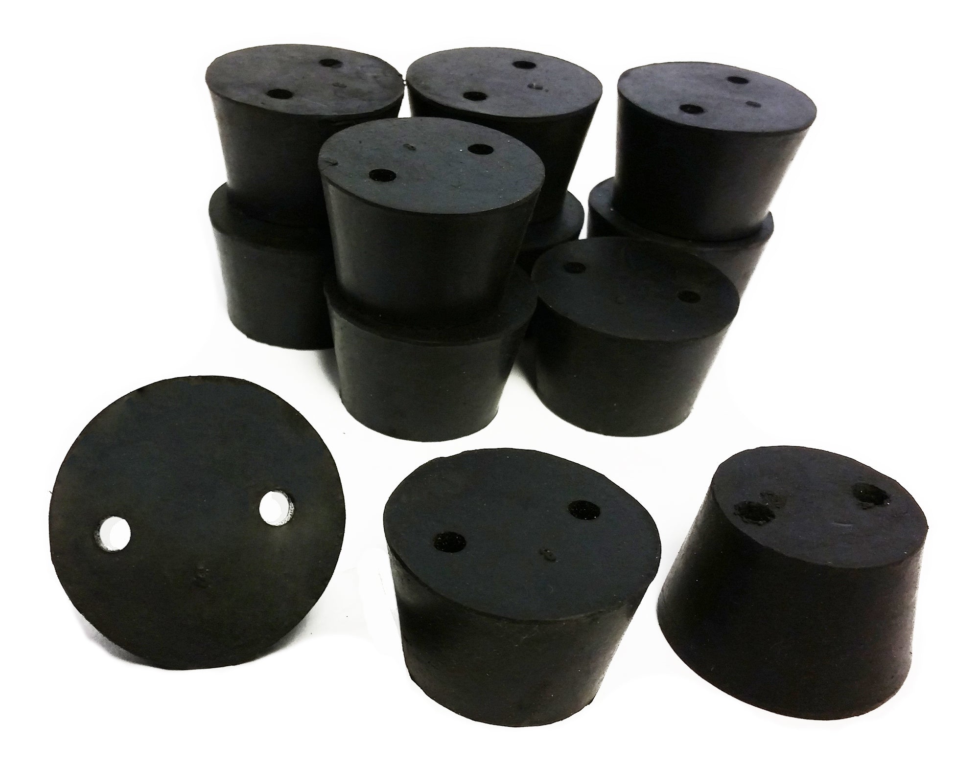 Stoppers, Rubber, Size 8, 2-Hole. Pack of 1-Pound.