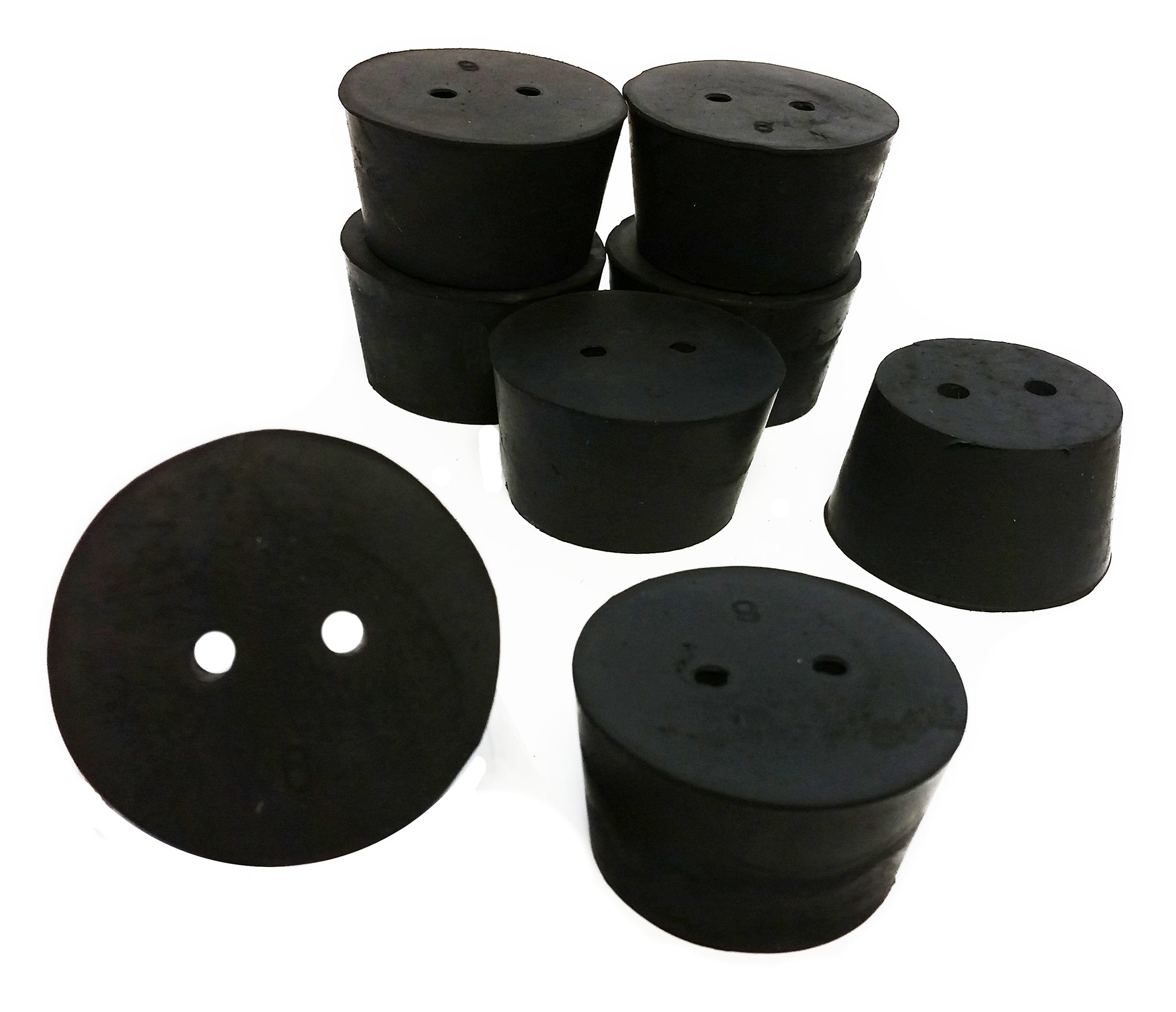 Stoppers Rubber, Size 9, 2-Hole. Case 10-Pound.