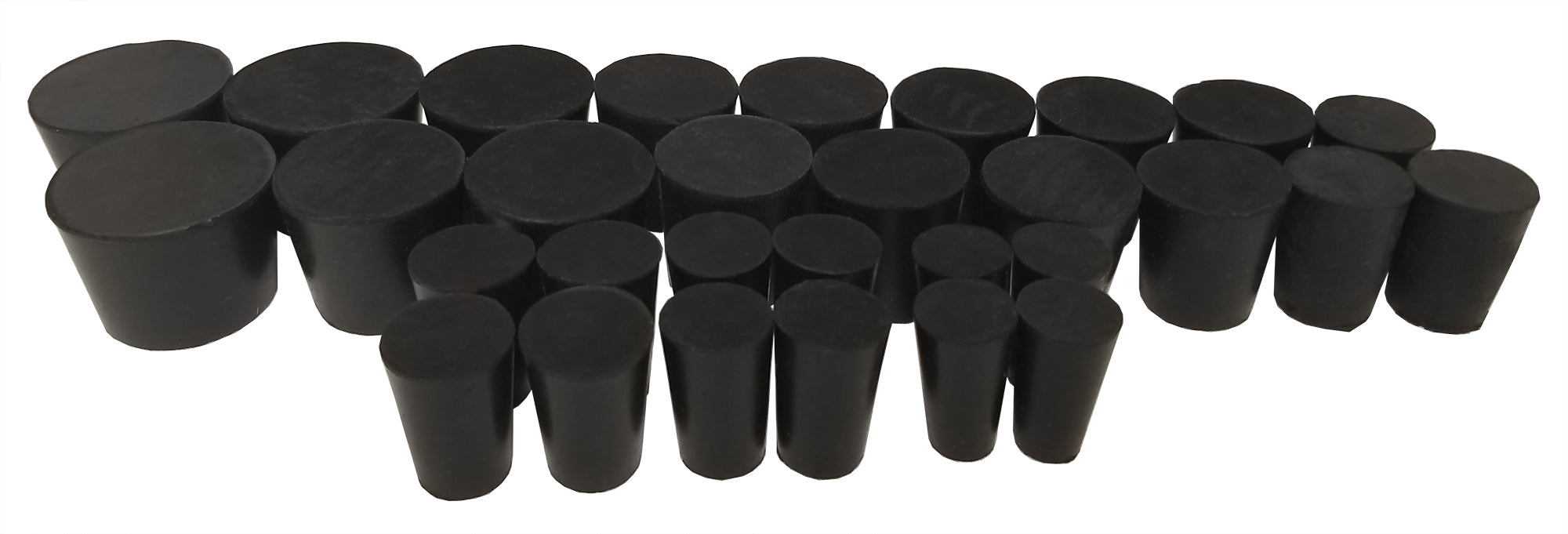Rubber Stopper Set. Solid Stoppers of Various Sizes.