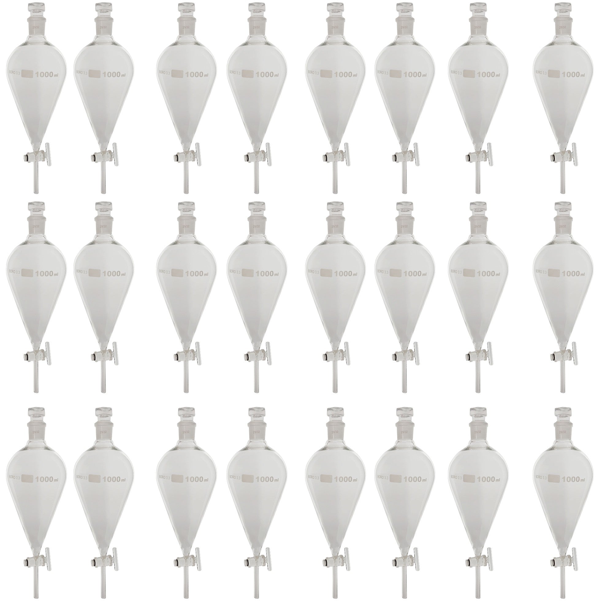 Separatory Funnel with Glass Stopcock, 1000ml, Case of 24